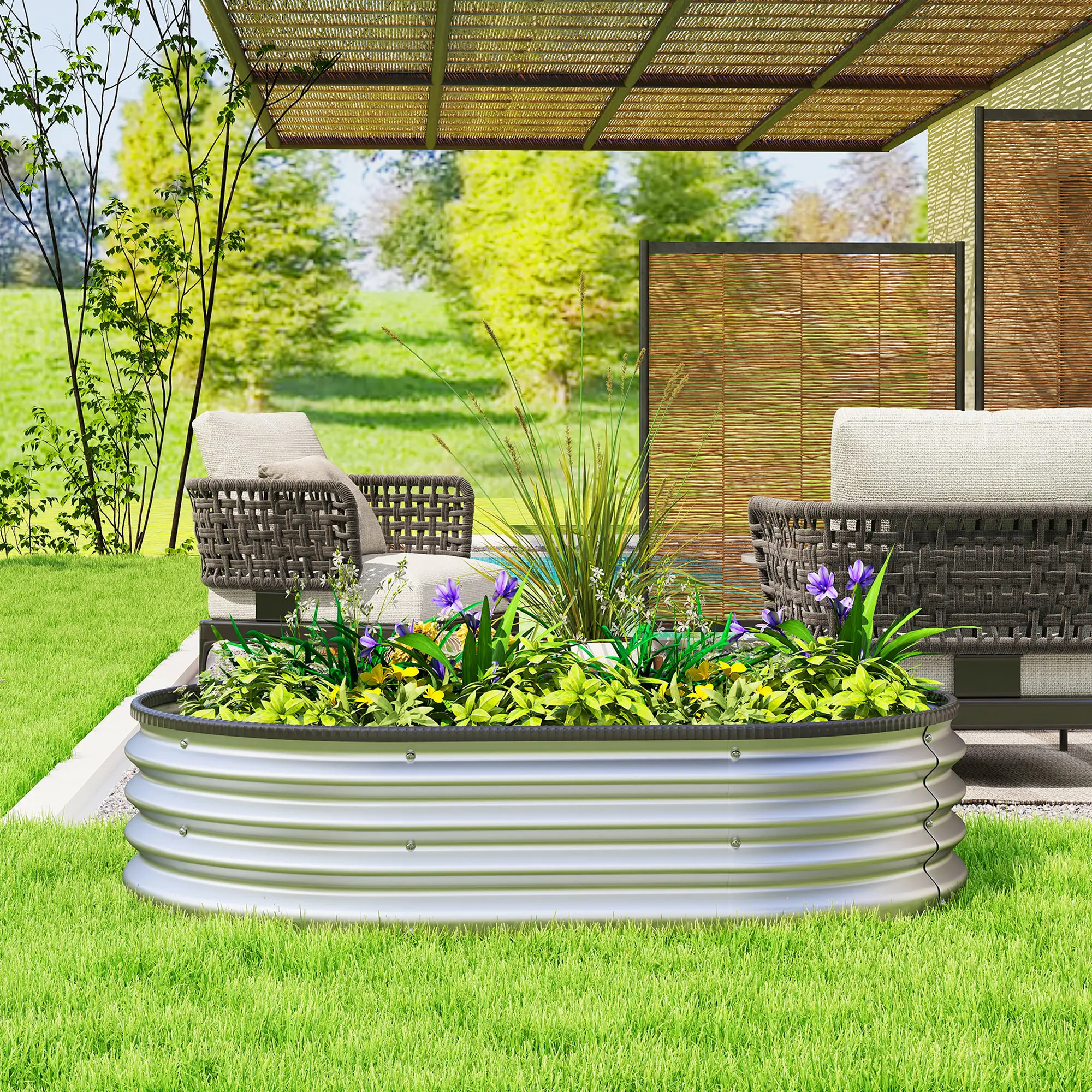 Galvanized Raised Garden Bed, 4 x 3 x 1 ft, Silver - Image 9
