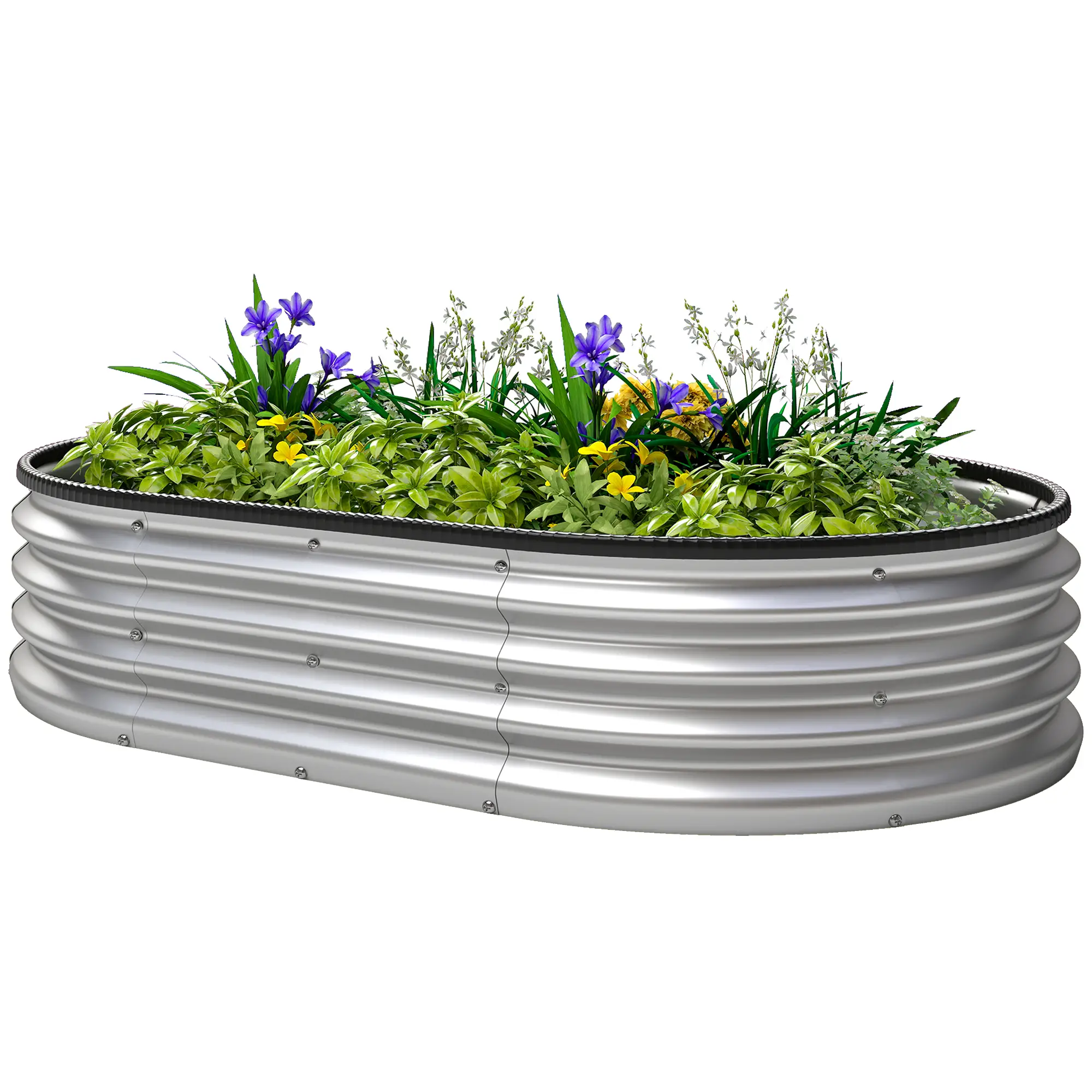 Galvanized Raised Garden Bed, 5 x 3 x 1 ft, Silver
