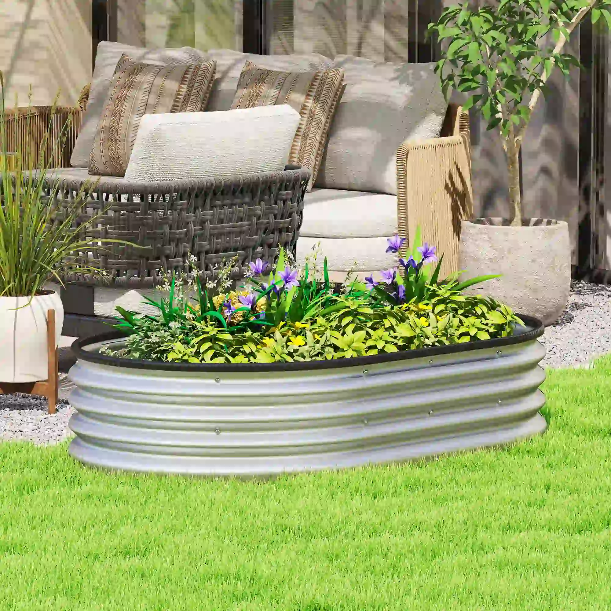 Galvanized Raised Garden Bed, 5 x 3 x 1 ft, Silver - Image 2