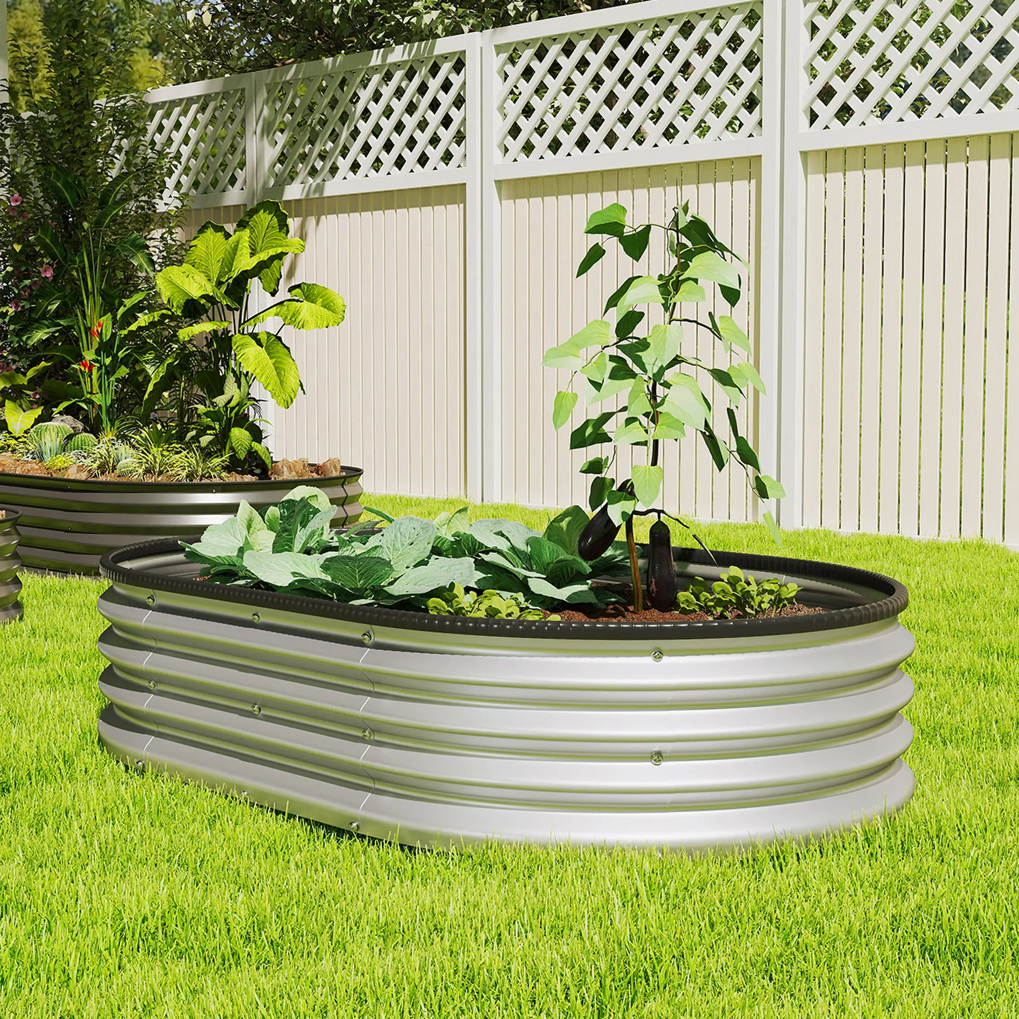 Galvanized Raised Garden Bed, 5 x 3 x 1 ft, Silver - Image 8