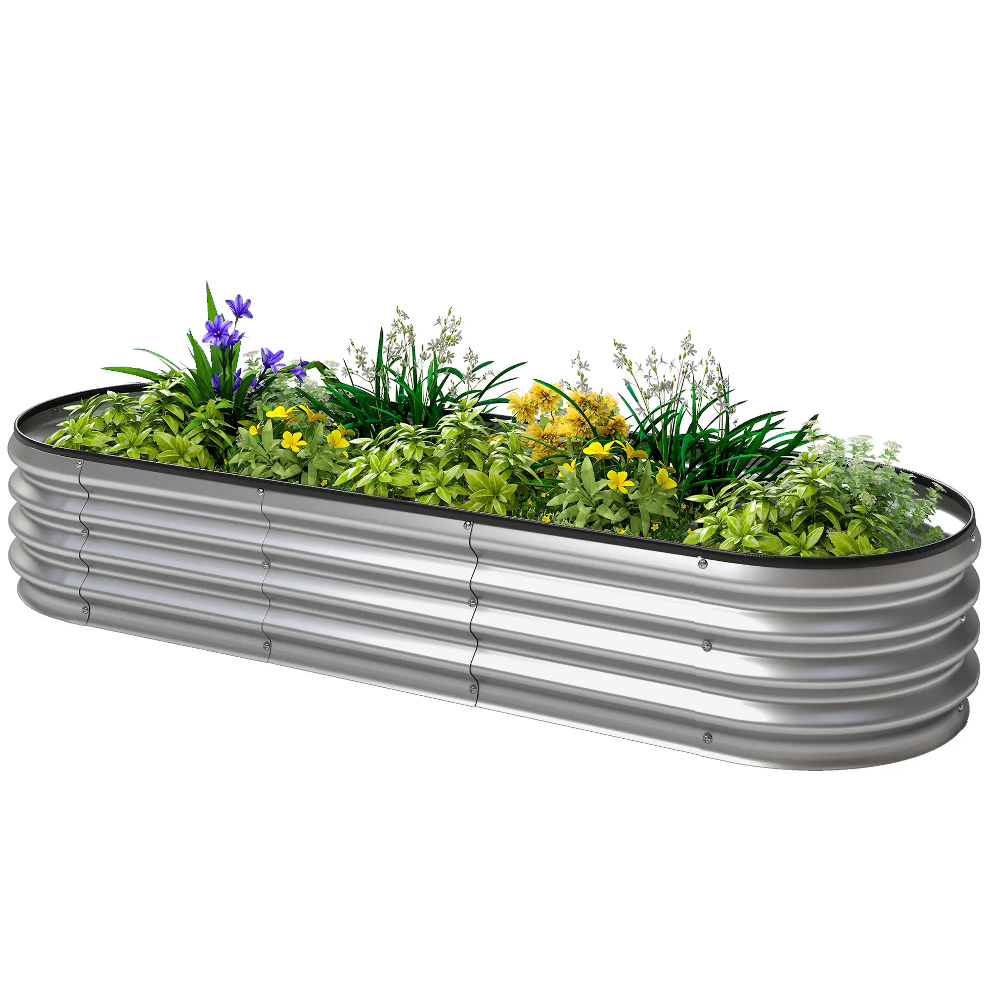 Galvanized Raised Garden Bed, 6 x 2 x 1 ft, Silver