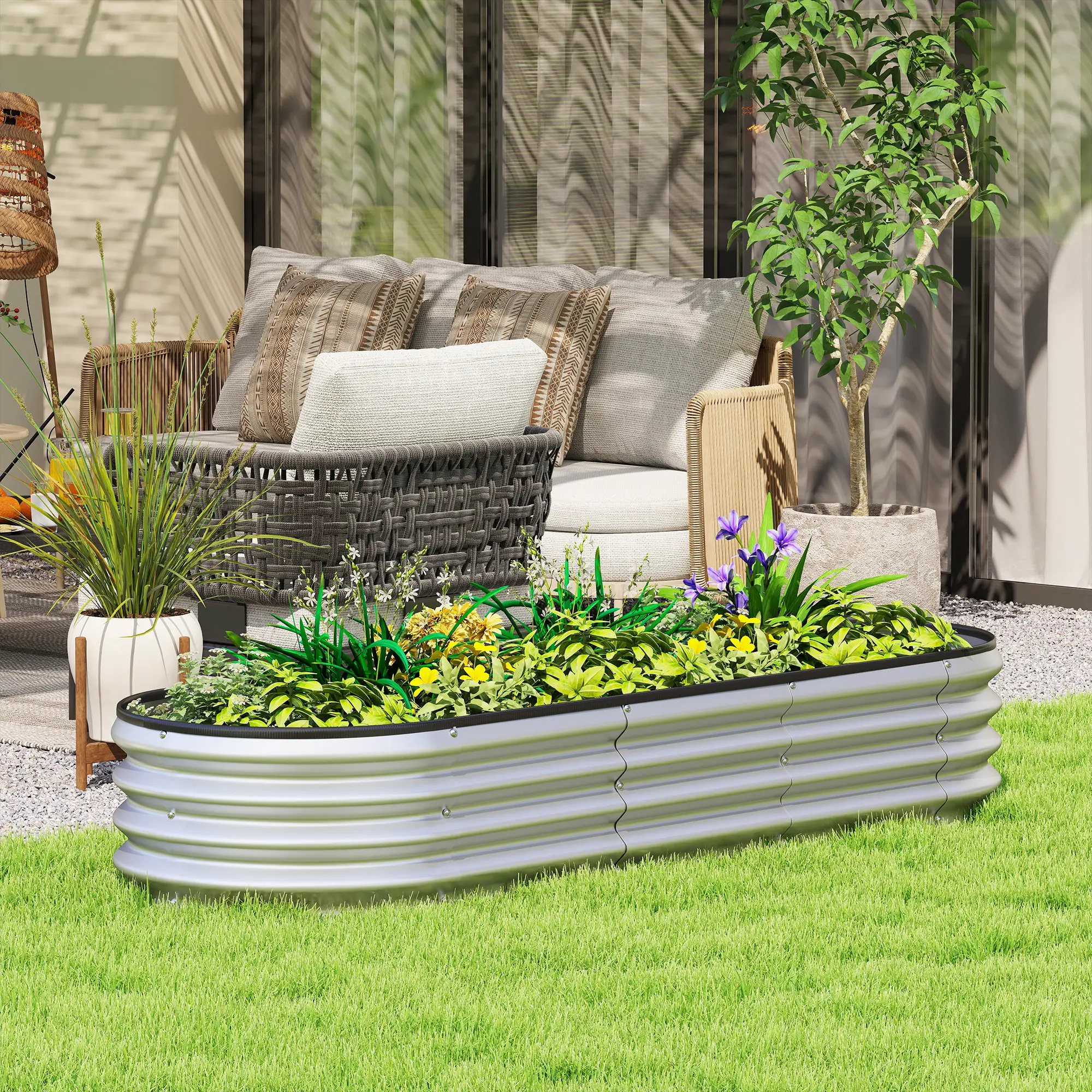 Galvanized Raised Garden Bed, 6 x 2 x 1 ft, Silver - Image 2