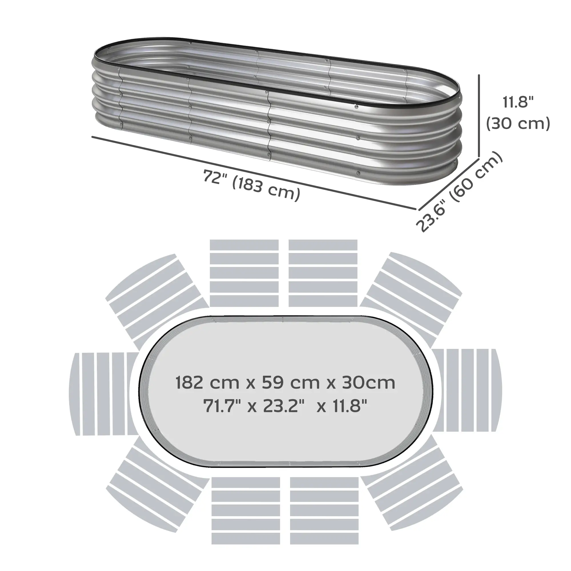 Galvanized Raised Garden Bed, 6 x 2 x 1 ft, Silver - Image 3