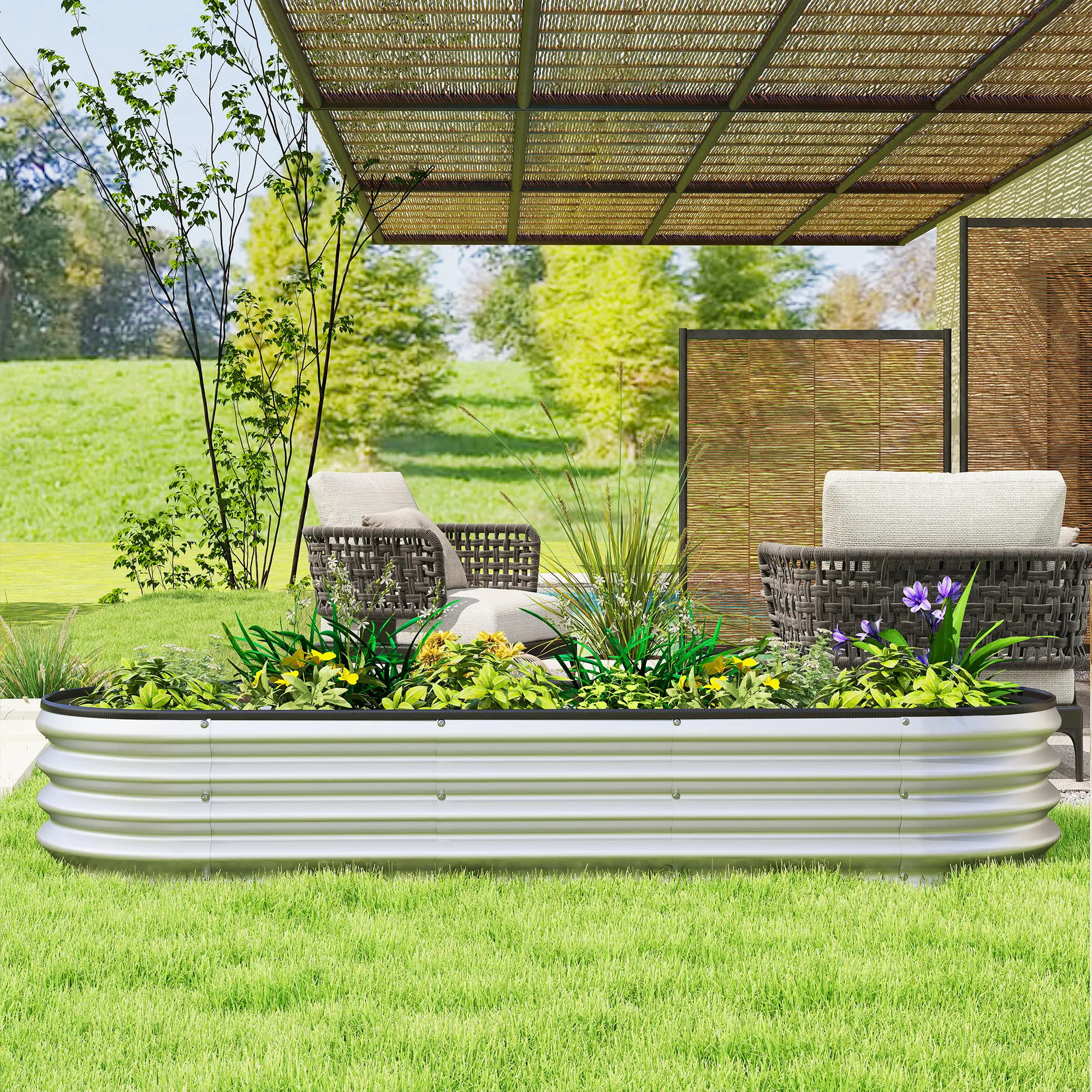 Galvanized Raised Garden Bed, 6 x 2 x 1 ft, Silver - Image 9