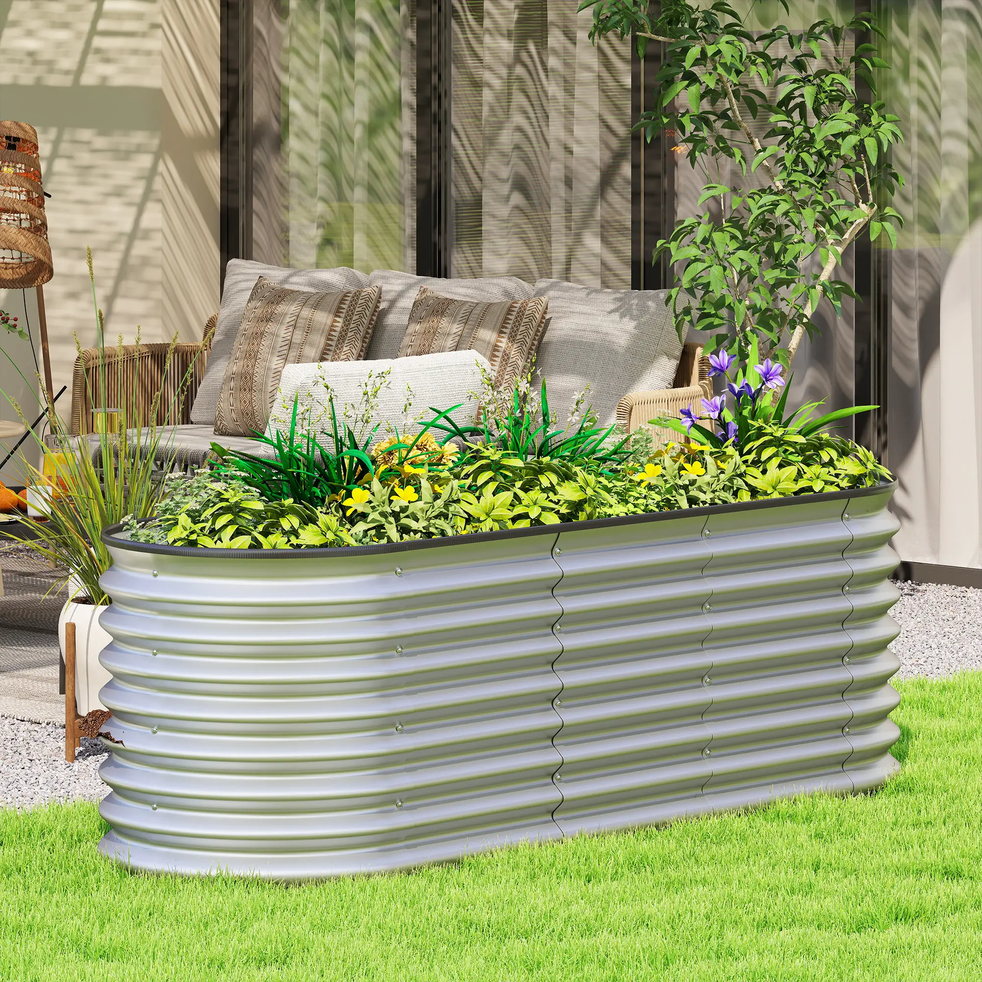 Galvanized Raised Garden Bed, 6X2X2 Ft, Silver - Image 2