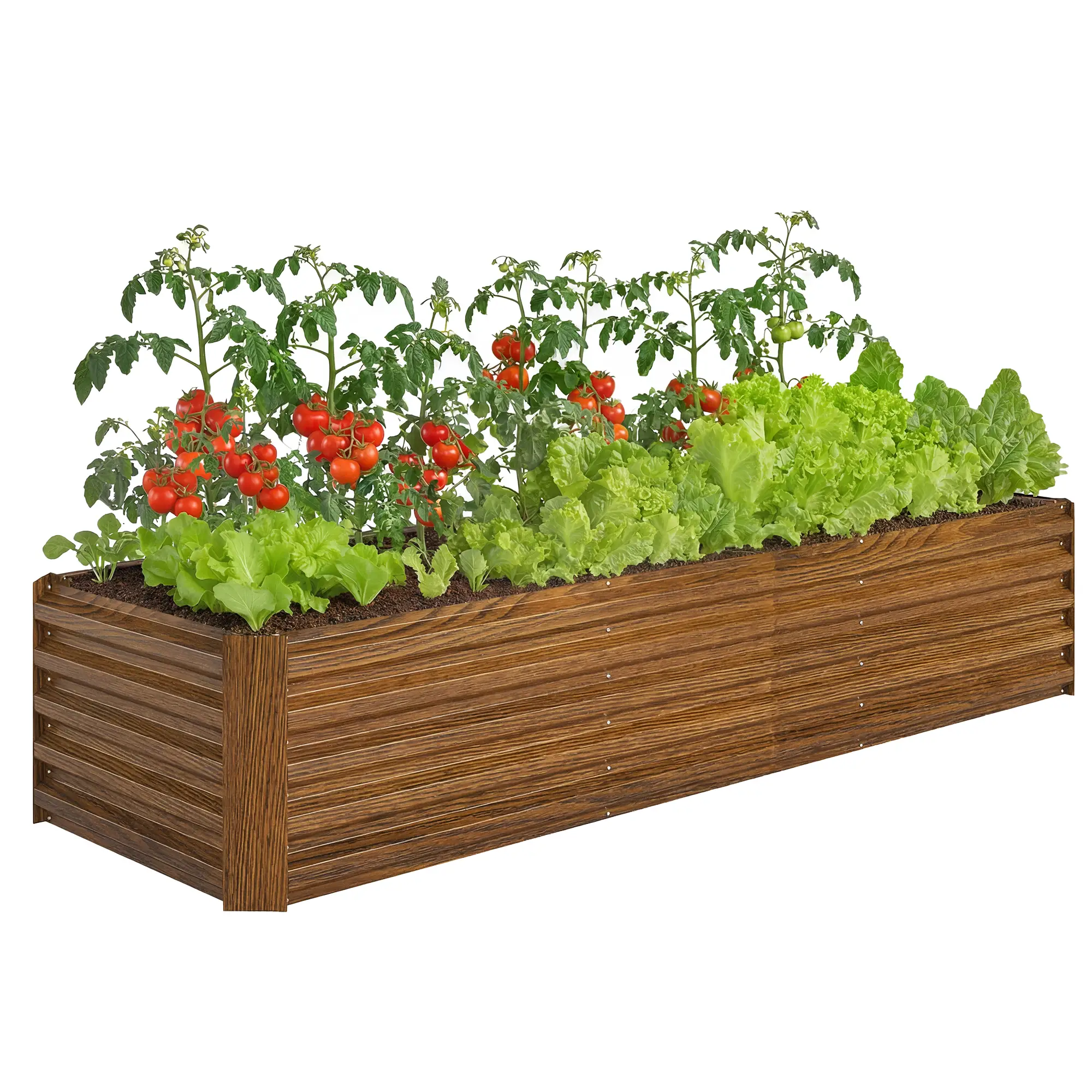 Galvanized Raised Garden Bed, 8 x 2.6 x 1.5ft, Brown Wood Effect, Brown - Image 11