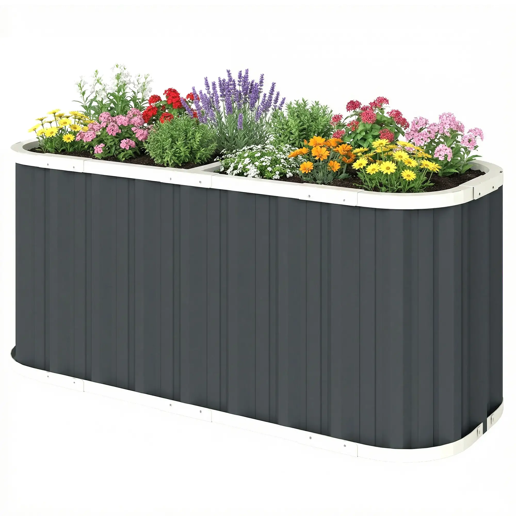 Galvanized Raised Garden Bed, Deep Rot Planter Box, 5' x 2' x 2', Dark Grey