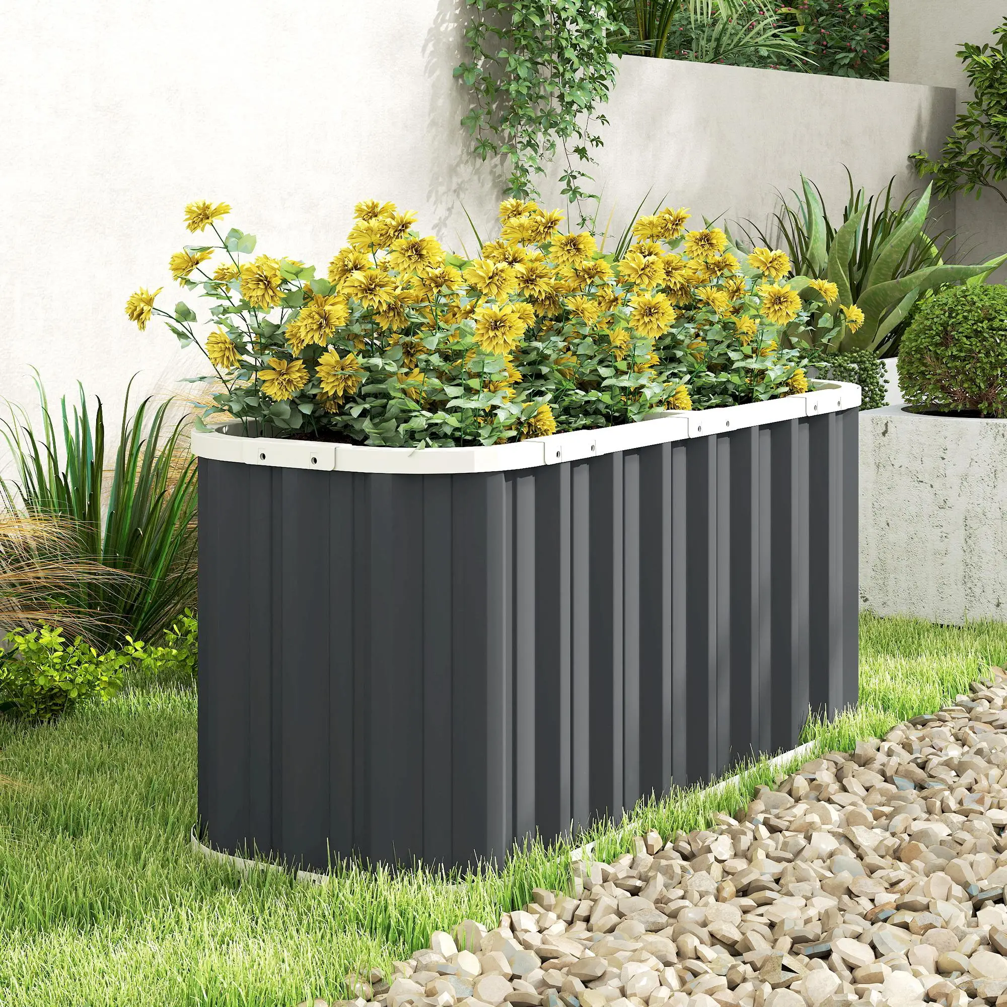Galvanized Raised Garden Bed, Deep Rot Planter Box, 5' x 2' x 2', Dark Grey - Image 10