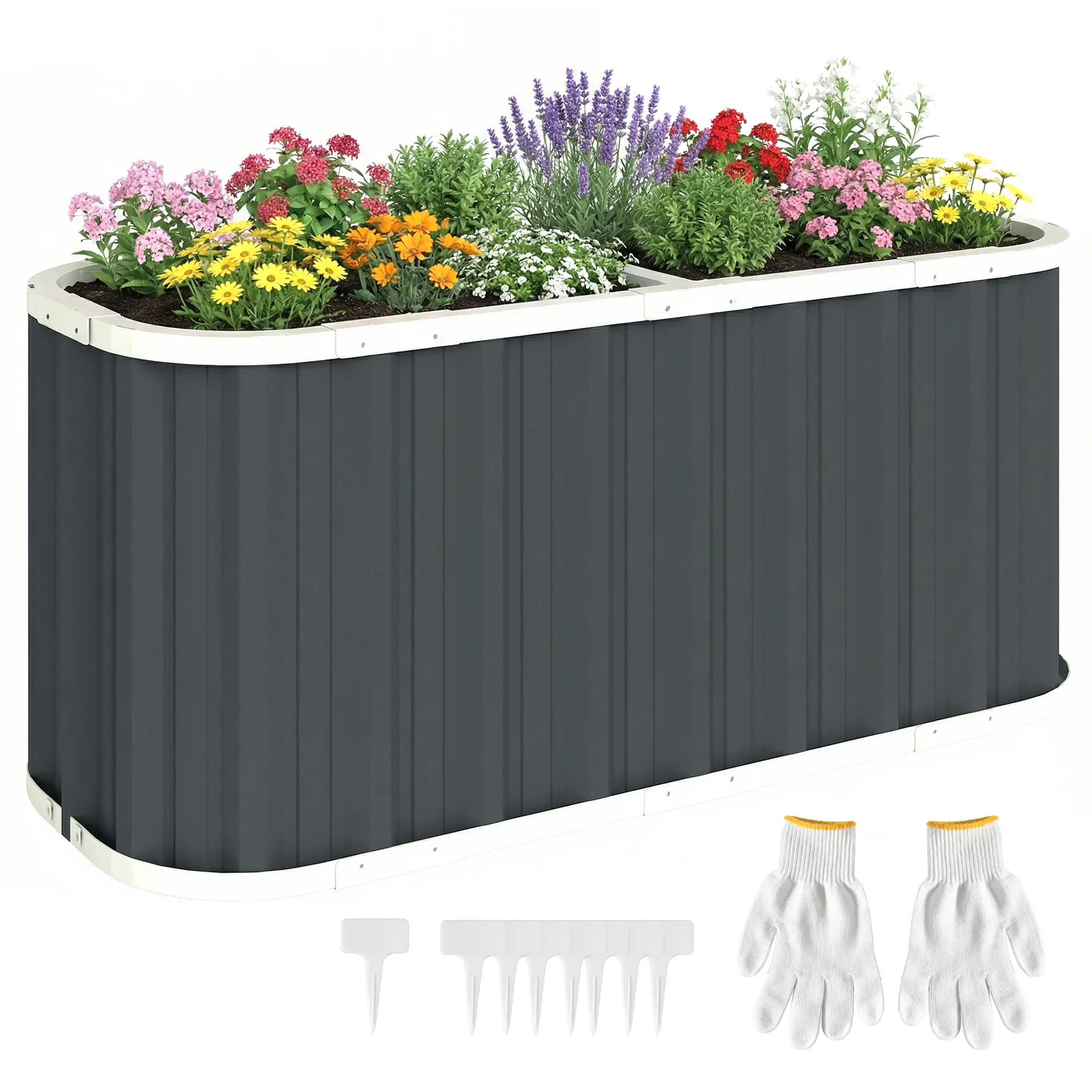 Galvanized Raised Garden Bed, Deep Rot Planter Box, 5' x 2' x 2', Dark Grey - Image 11