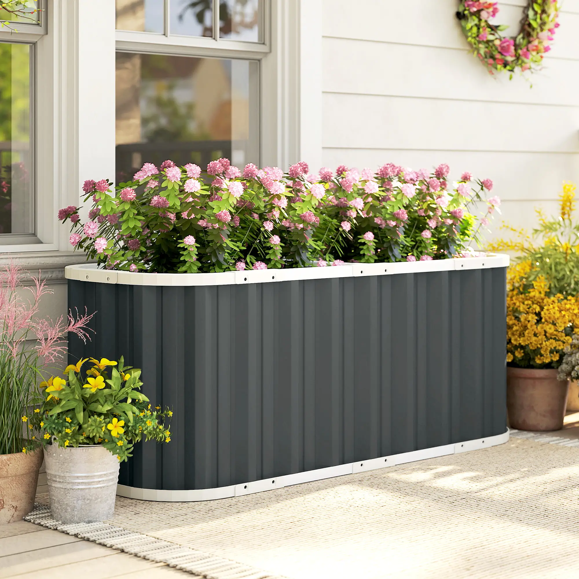 Galvanized Raised Garden Bed, Deep Rot Planter Box, 5' x 2' x 2', Dark Grey - Image 2