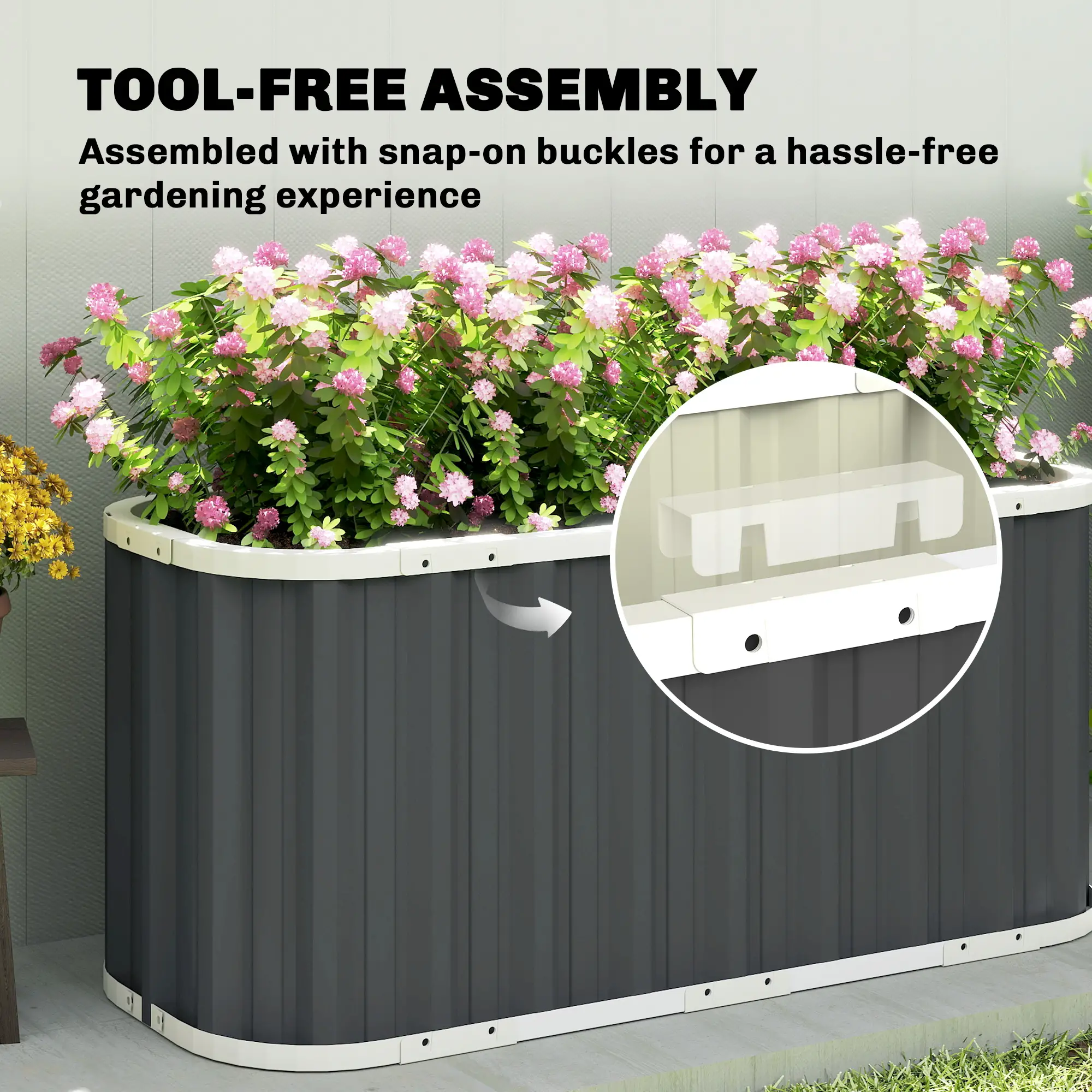 Galvanized Raised Garden Bed, Deep Rot Planter Box, 5' x 2' x 2', Dark Grey - Image 5