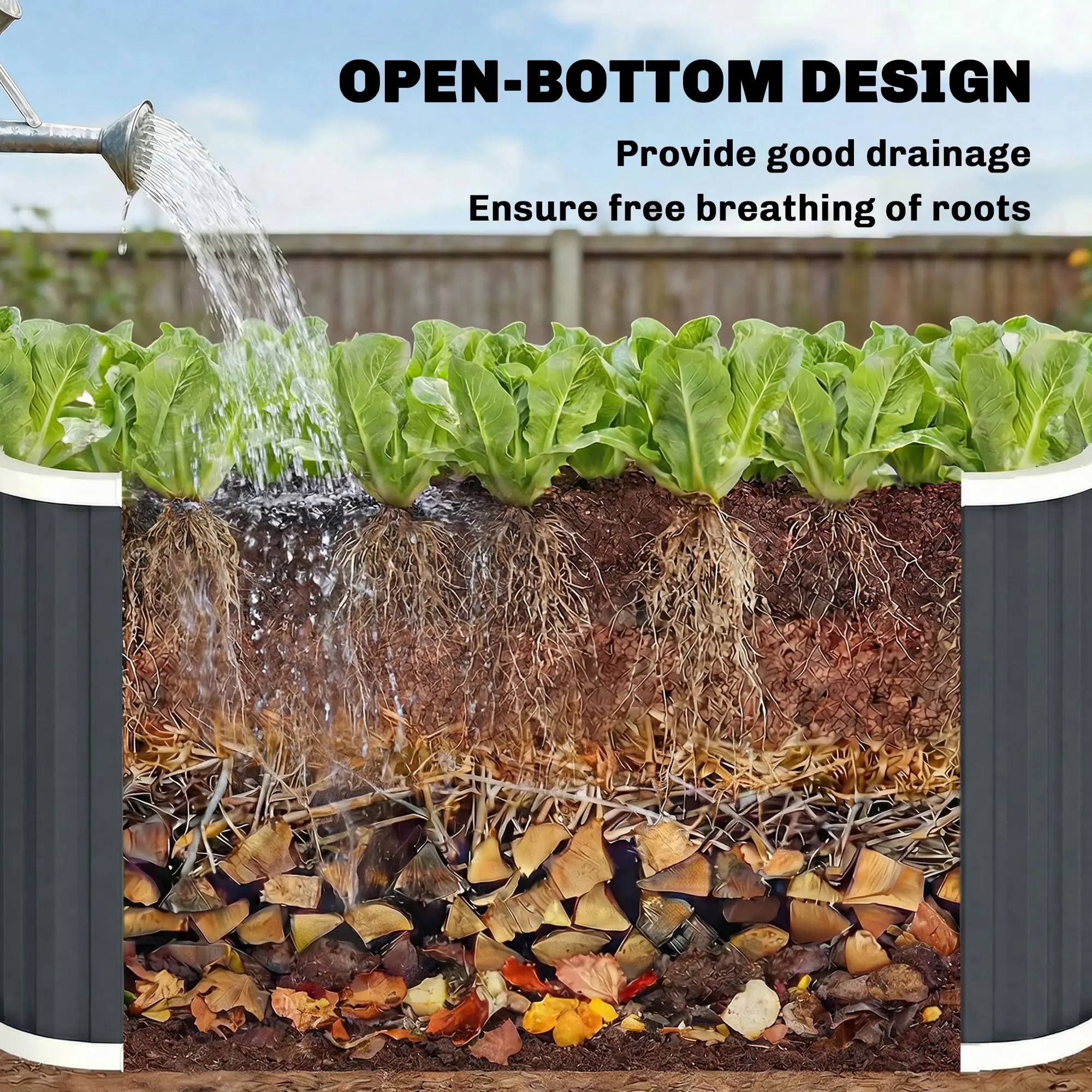 Galvanized Raised Garden Bed, Deep Rot Planter Box, 5' x 2' x 2', Dark Grey - Image 9