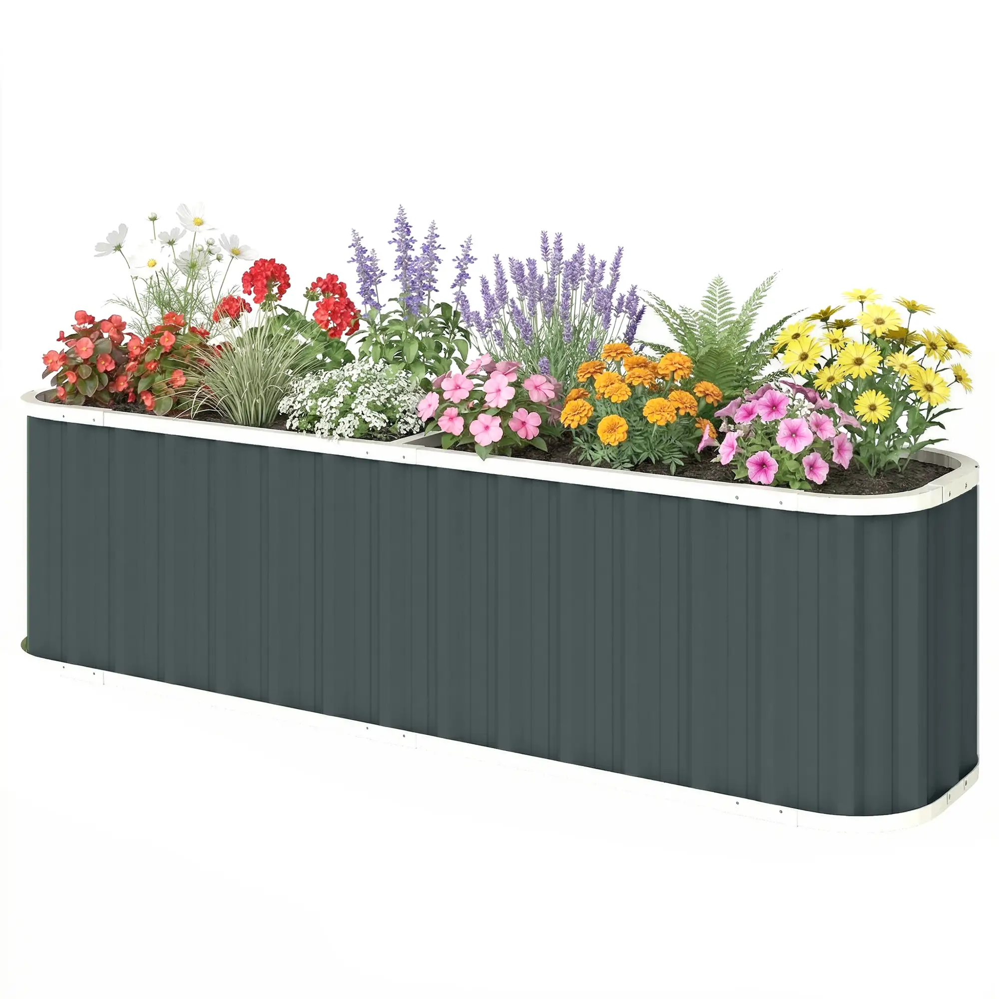 Galvanized Raised Garden Bed, Deep Rot Planter Box, 7' x 2' x 2', Dark Grey