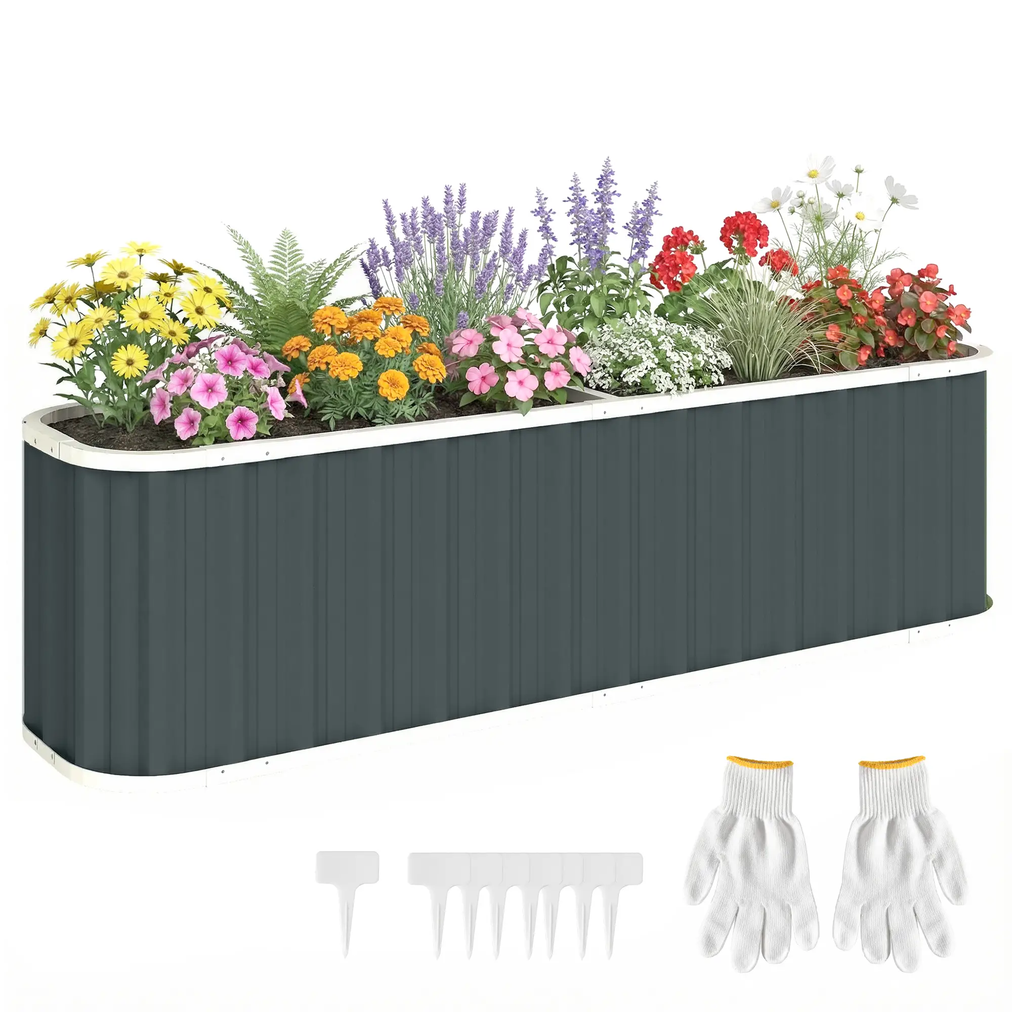 Galvanized Raised Garden Bed, Deep Rot Planter Box, 7' x 2' x 2', Dark Grey - Image 11
