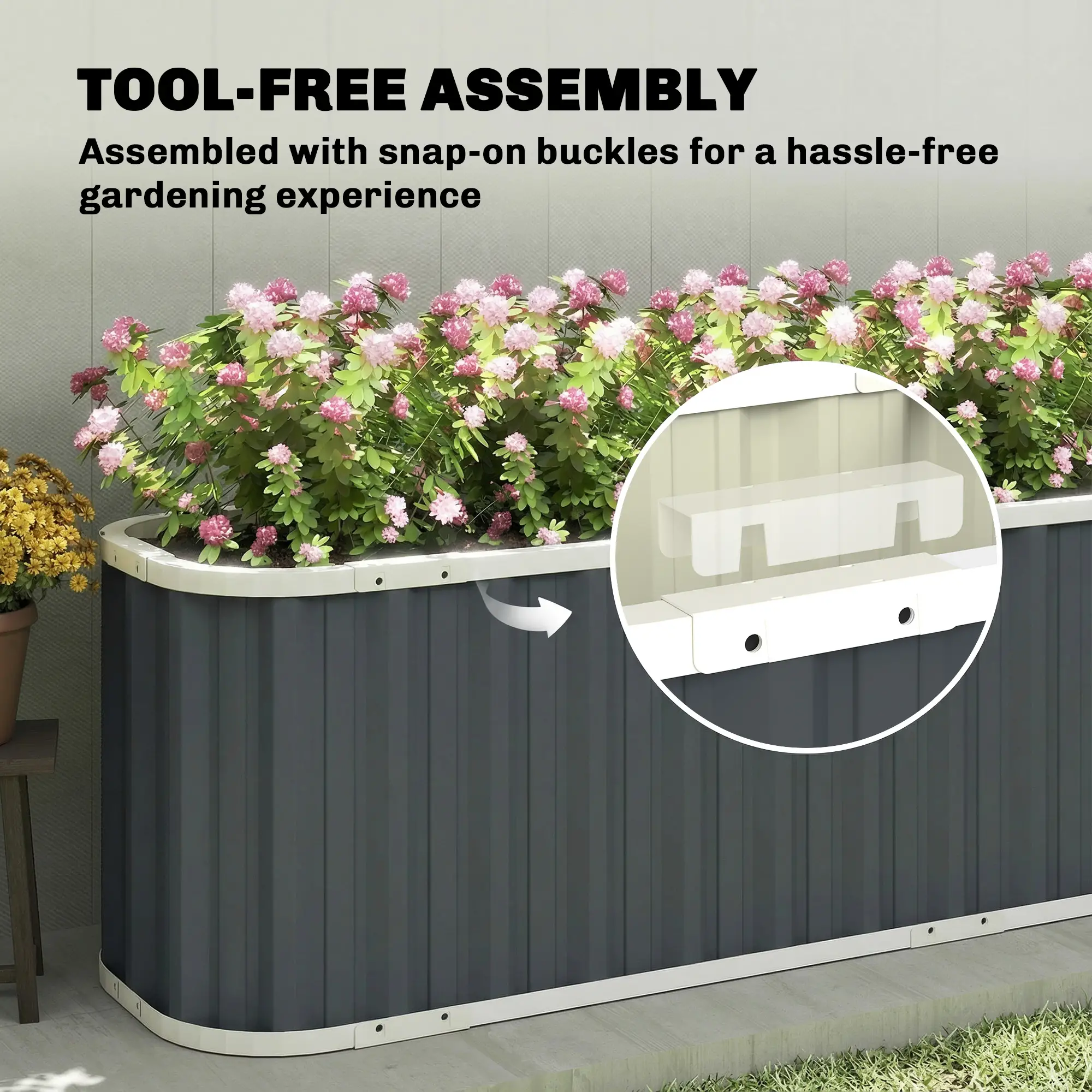 Galvanized Raised Garden Bed, Deep Rot Planter Box, 7' x 2' x 2', Dark Grey - Image 5