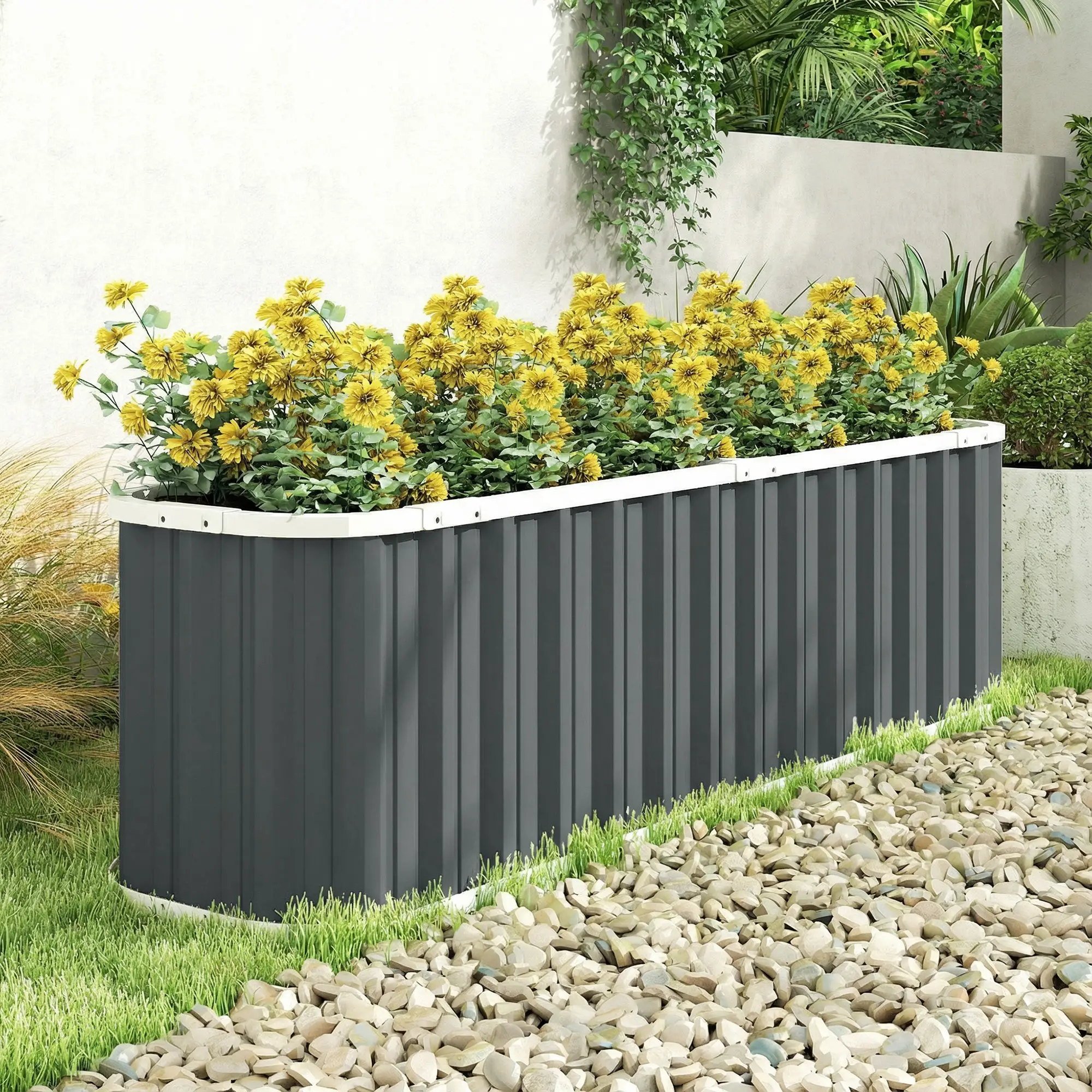 Galvanized Raised Garden Bed, Deep Rot Planter Box, 7' x 2' x 2', Dark Grey - Image 8