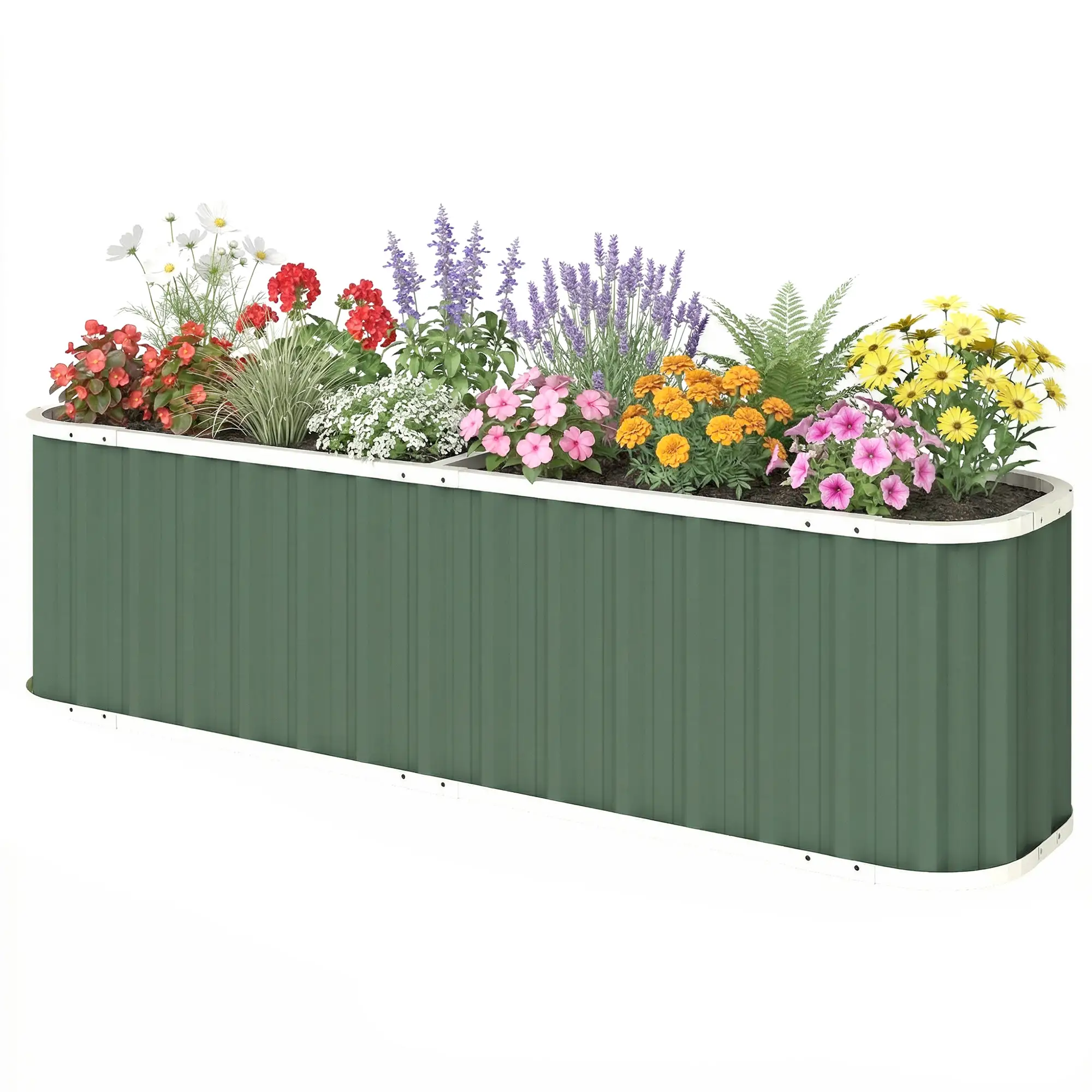 Galvanized Raised Garden Bed, Deep Rot Planter Box, 7' x 2' x 2', Light Green