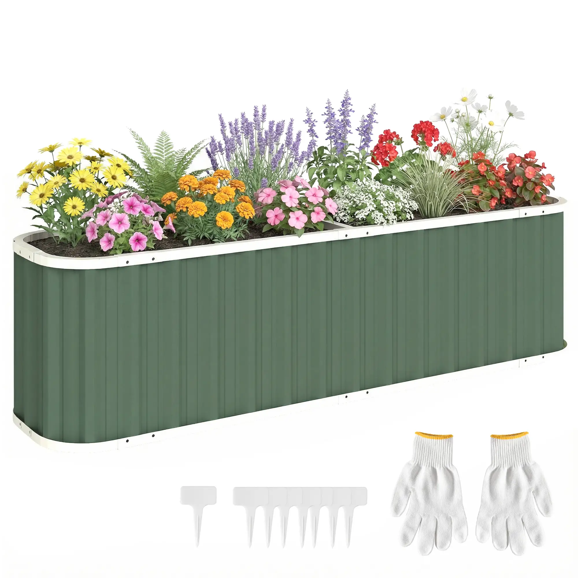 Galvanized Raised Garden Bed, Deep Rot Planter Box, 7' x 2' x 2', Light Green - Image 11