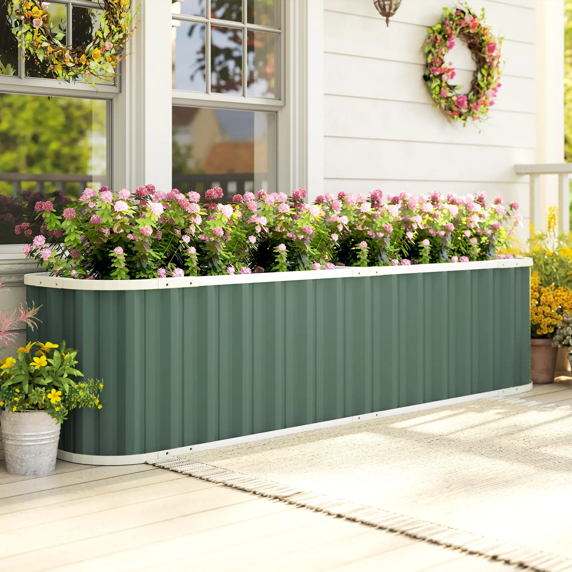 Galvanized Raised Garden Bed, Deep Rot Planter Box, 7' x 2' x 2', Light Green - Image 2