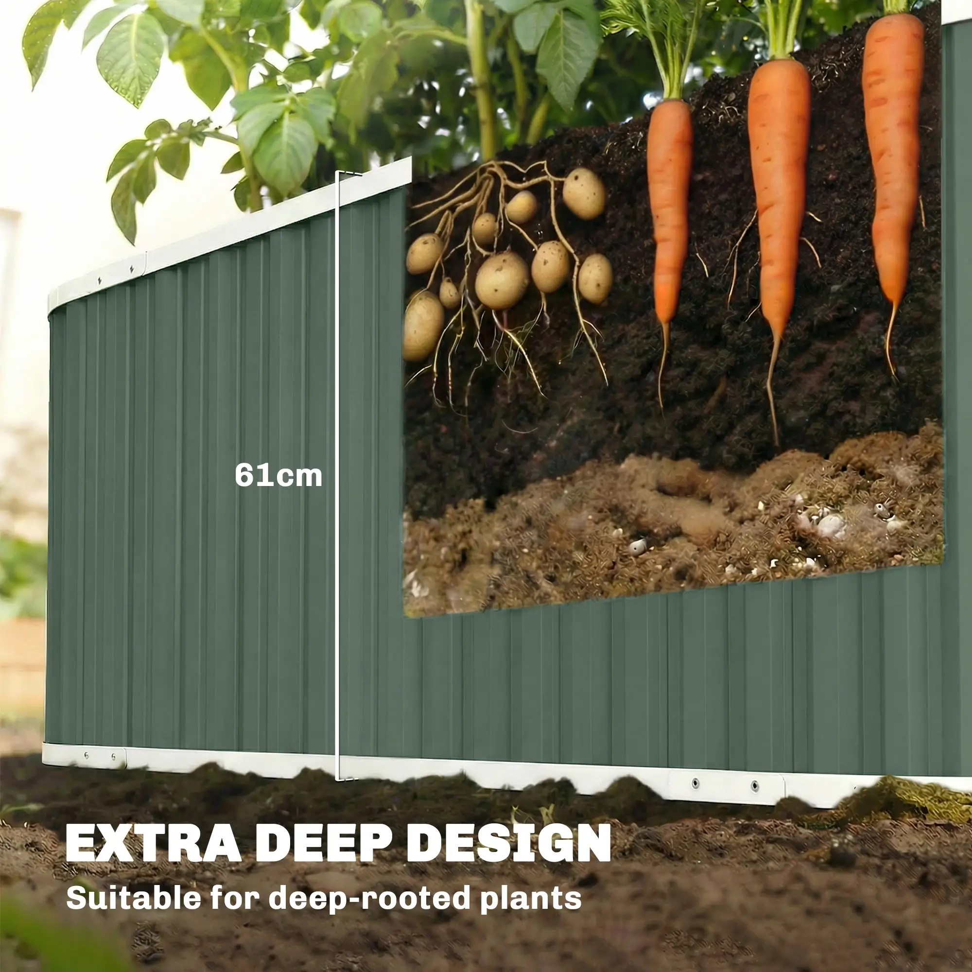 Galvanized Raised Garden Bed, Deep Rot Planter Box, 7' x 2' x 2', Light Green - Image 4