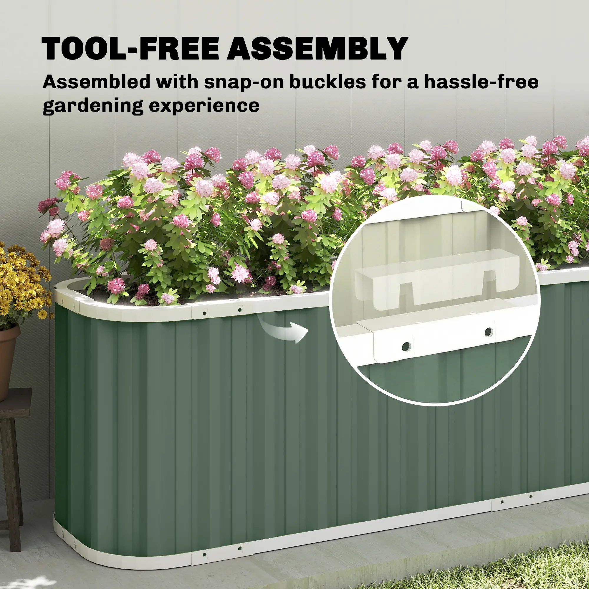 Galvanized Raised Garden Bed, Deep Rot Planter Box, 7' x 2' x 2', Light Green - Image 5