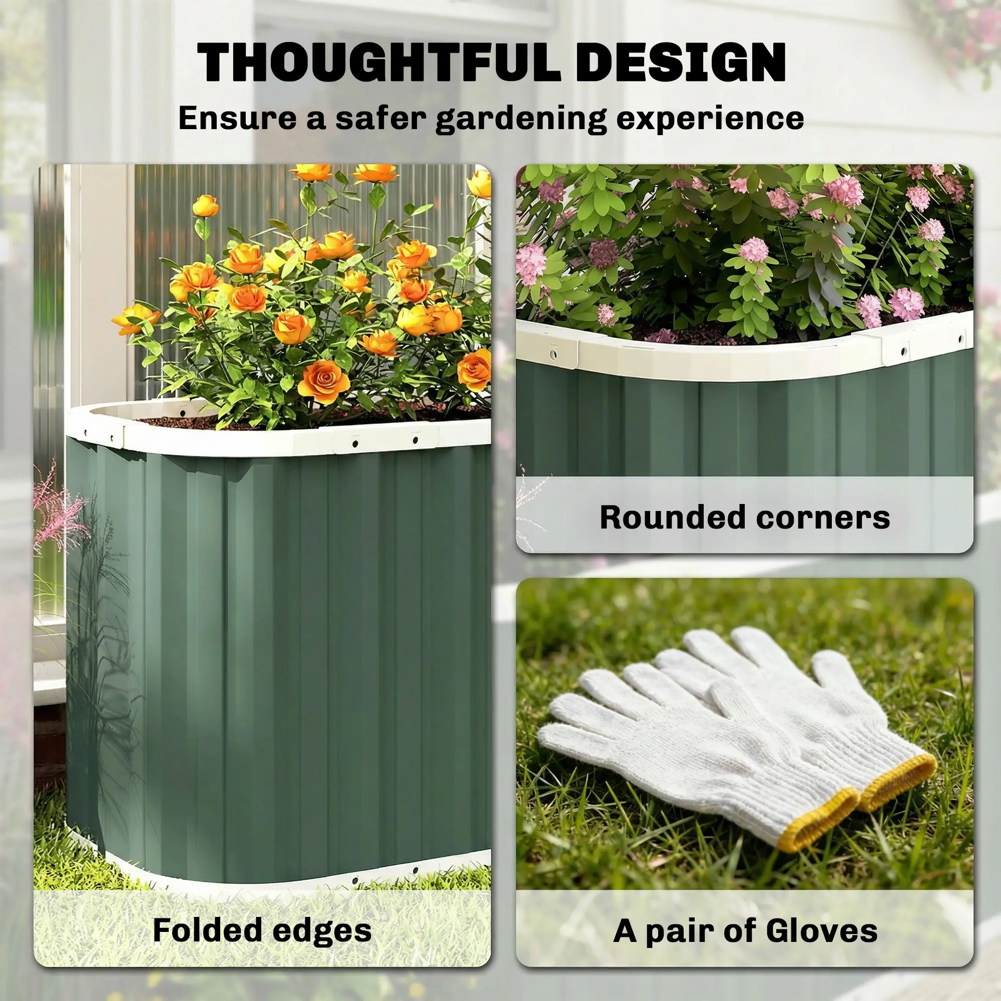 Galvanized Raised Garden Bed, Deep Rot Planter Box, 7' x 2' x 2', Light Green - Image 6