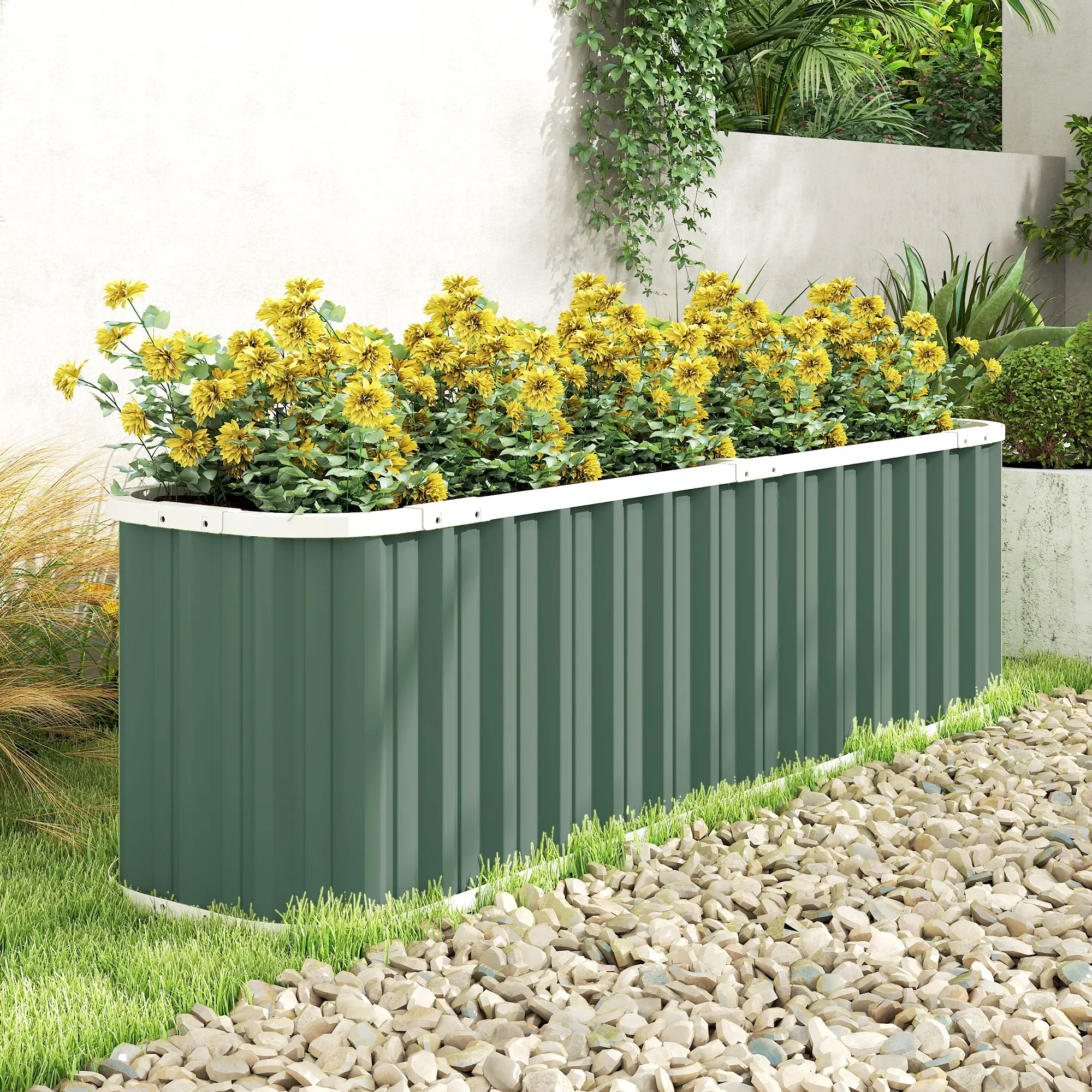 Galvanized Raised Garden Bed, Deep Rot Planter Box, 7' x 2' x 2', Light Green - Image 8