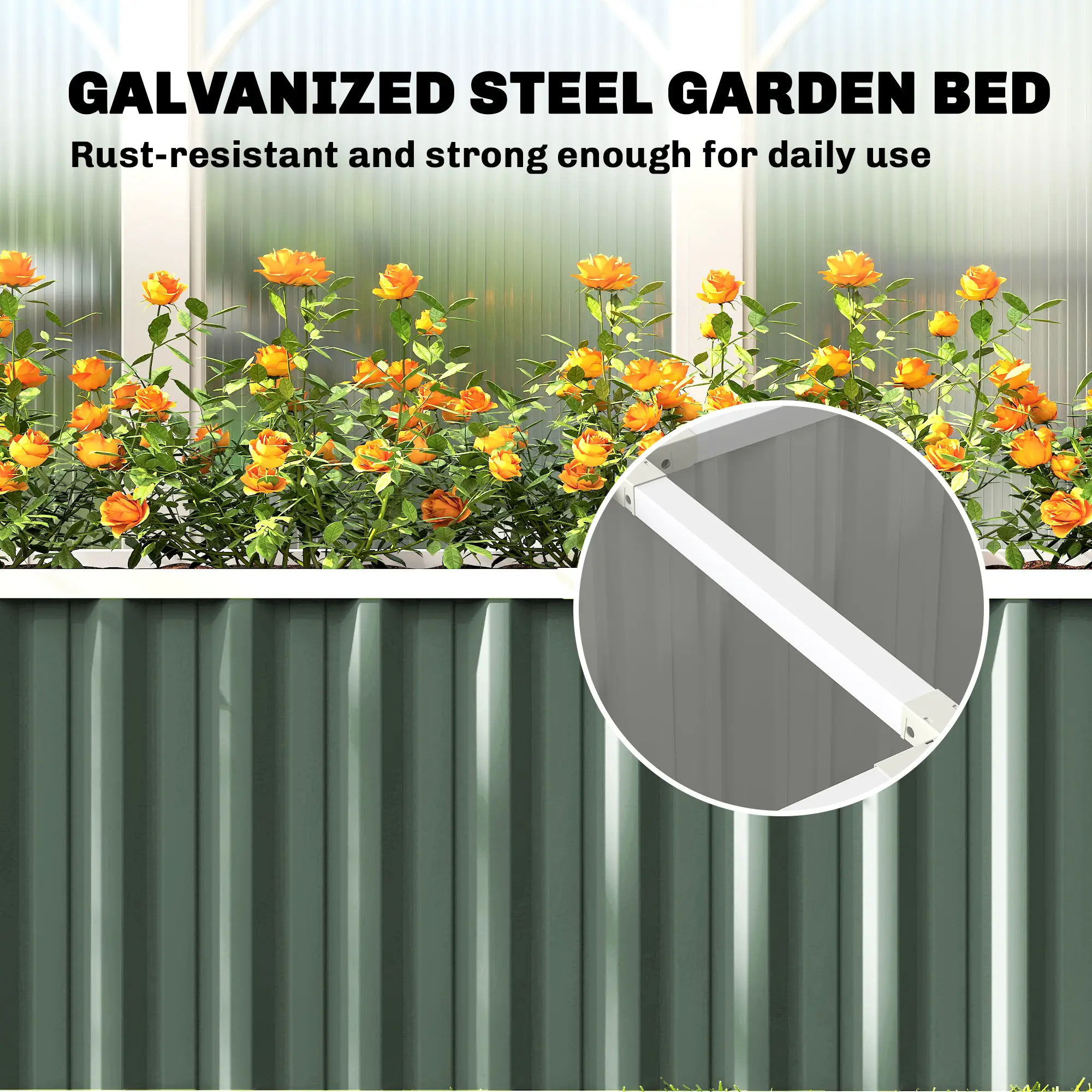Galvanized Raised Garden Bed, Deep Rot Planter Box, 7' x 2' x 2', Light Green - Image 9