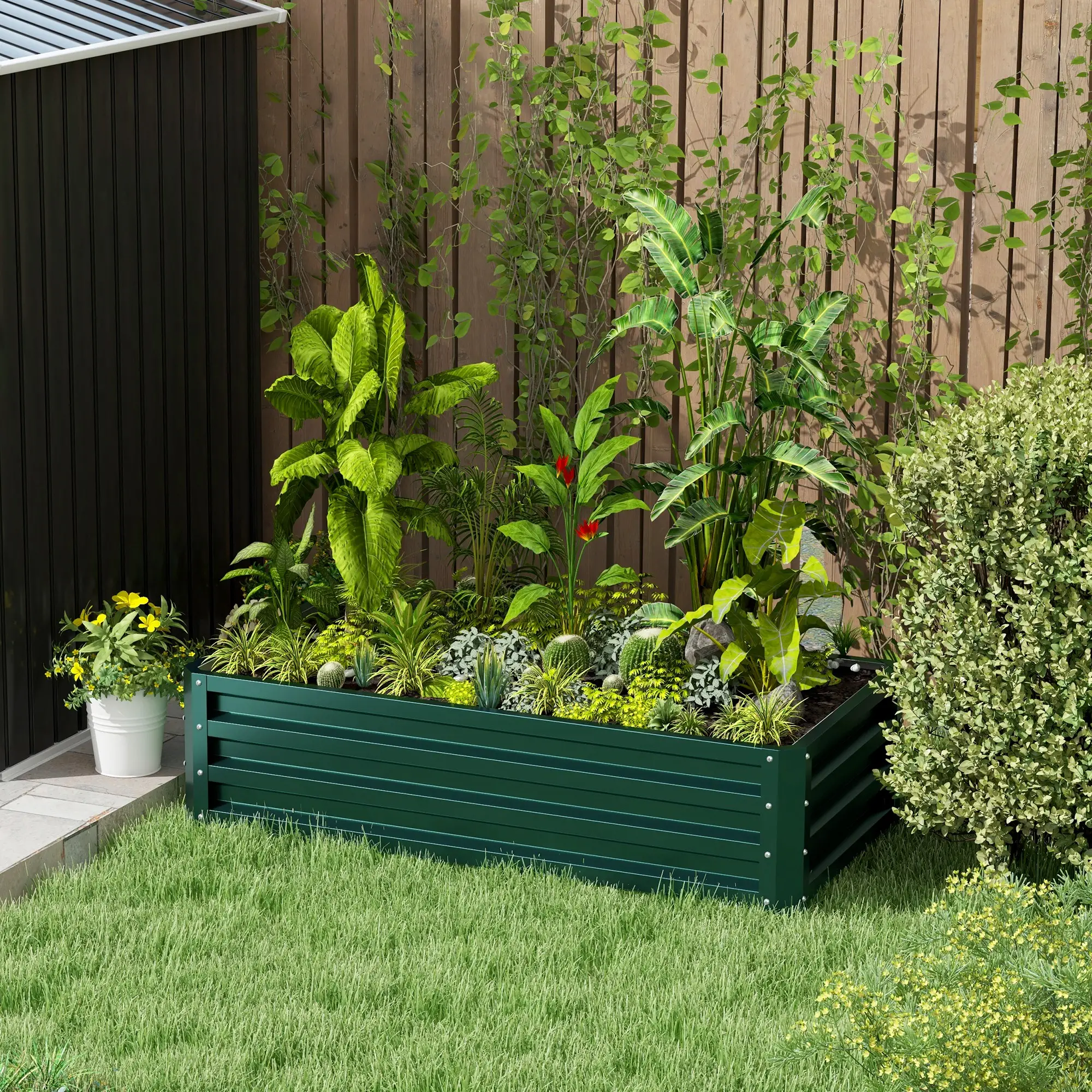 Galvanized Raised Garden Bed, Outdoor Planter Box, 4' x 2' x 1', Green - Image 10