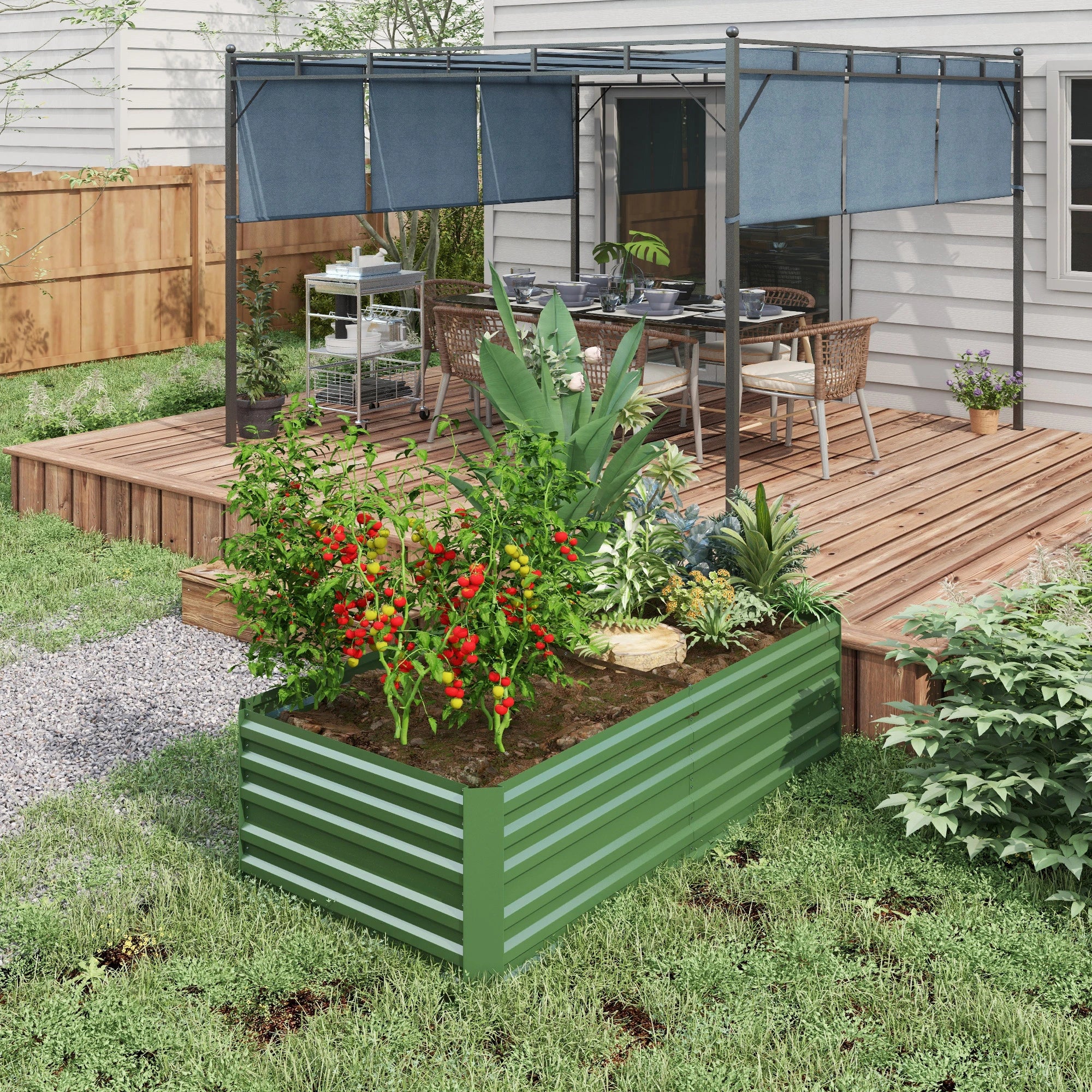 Galvanized Raised Garden Bed, Steel Planter, 71" x 35" x 23", Green - Image 2