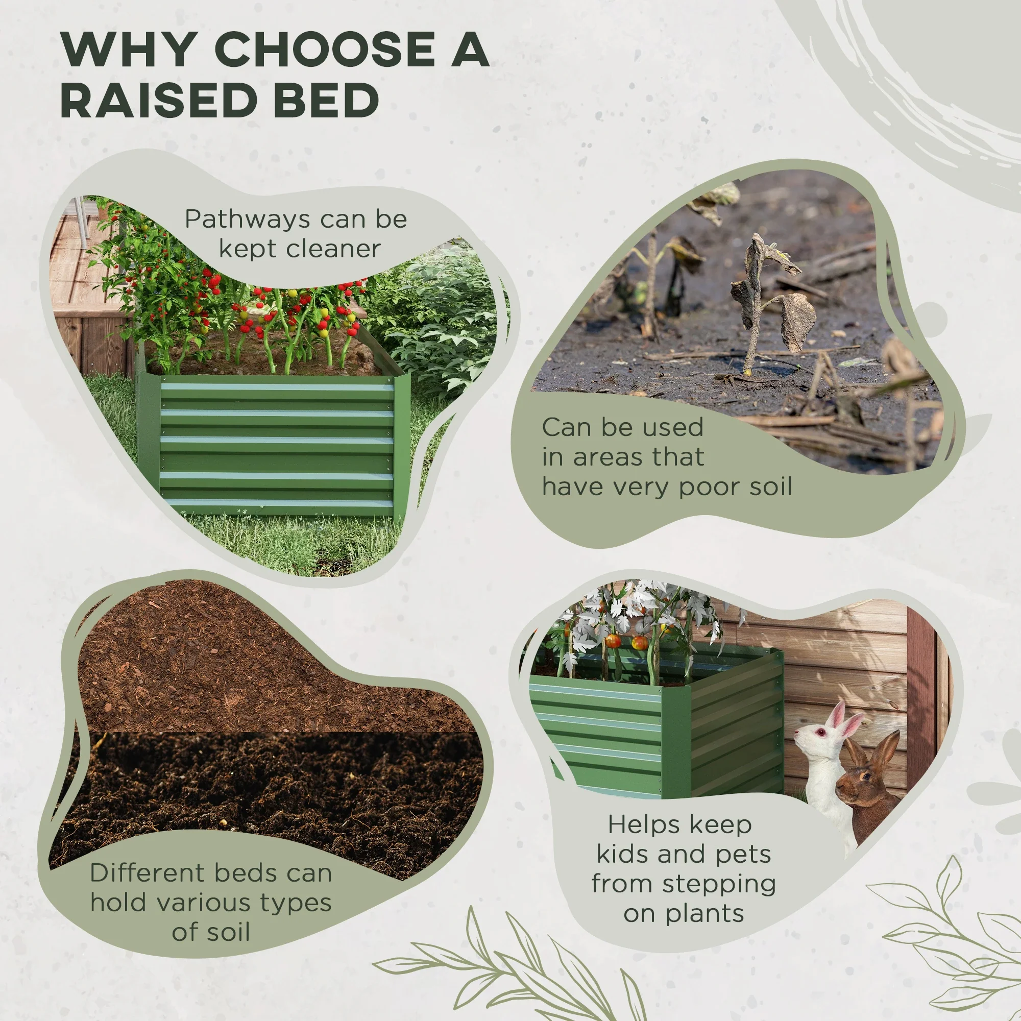 Galvanized Raised Garden Bed, Steel Planter, 71" x 35" x 23", Green - Image 6