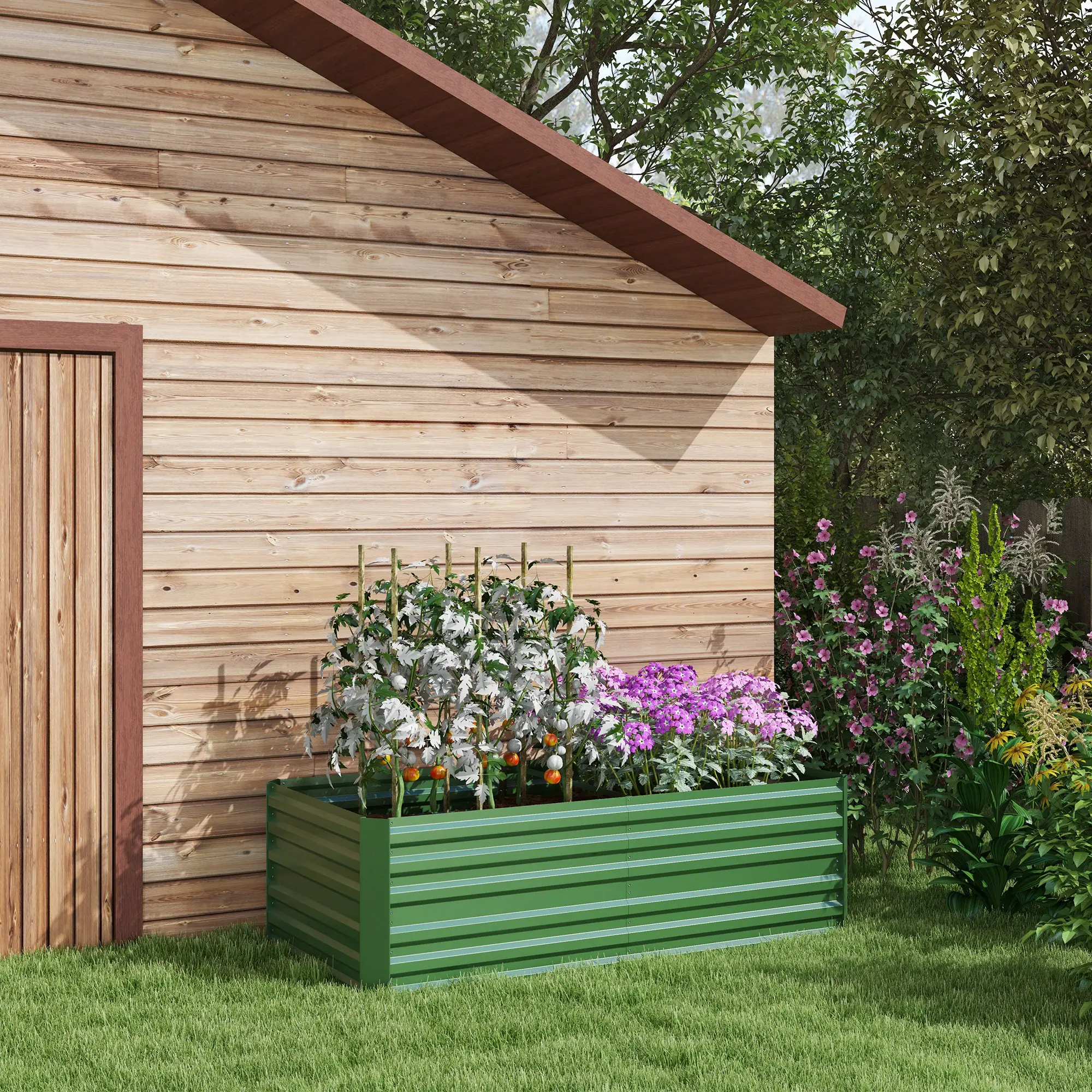Galvanized Raised Garden Bed, Steel Planter, 71" x 35" x 23", Green - Image 8