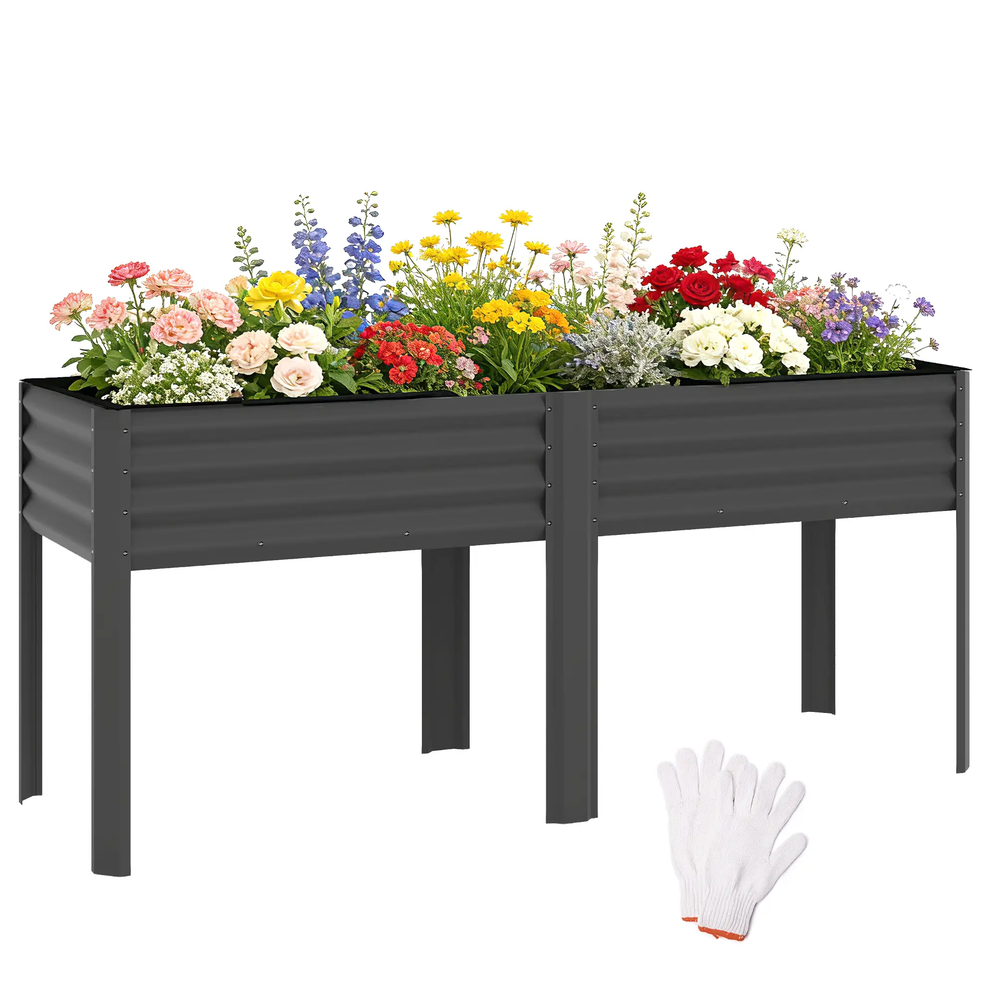 Galvanized Raised Garden Bed With Legs, 71" x 22" x 31.5", Planter Box With Reinforced Bars - Image 11