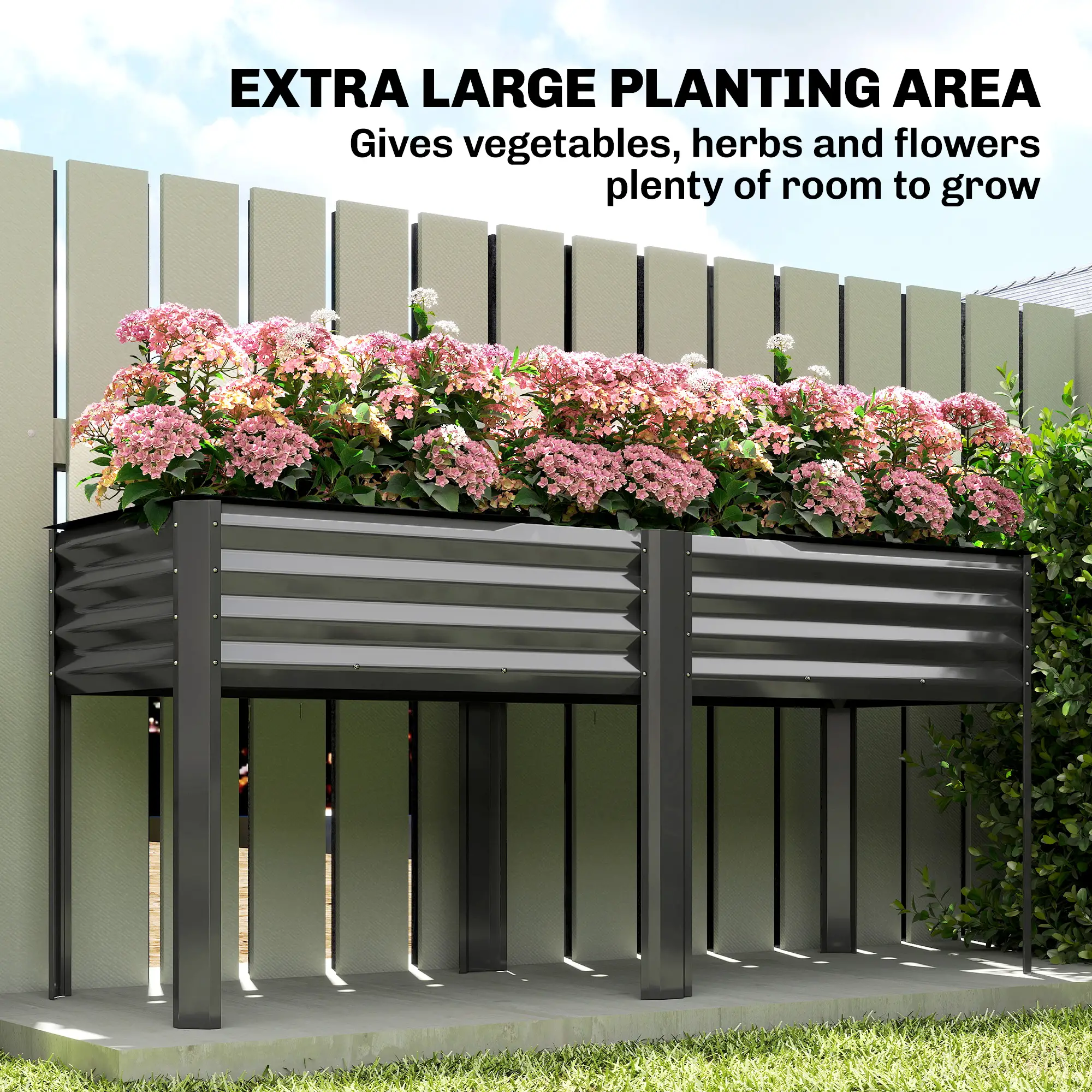 Galvanized Raised Garden Bed With Legs, 71" x 22" x 31.5", Planter Box With Reinforced Bars - Image 4