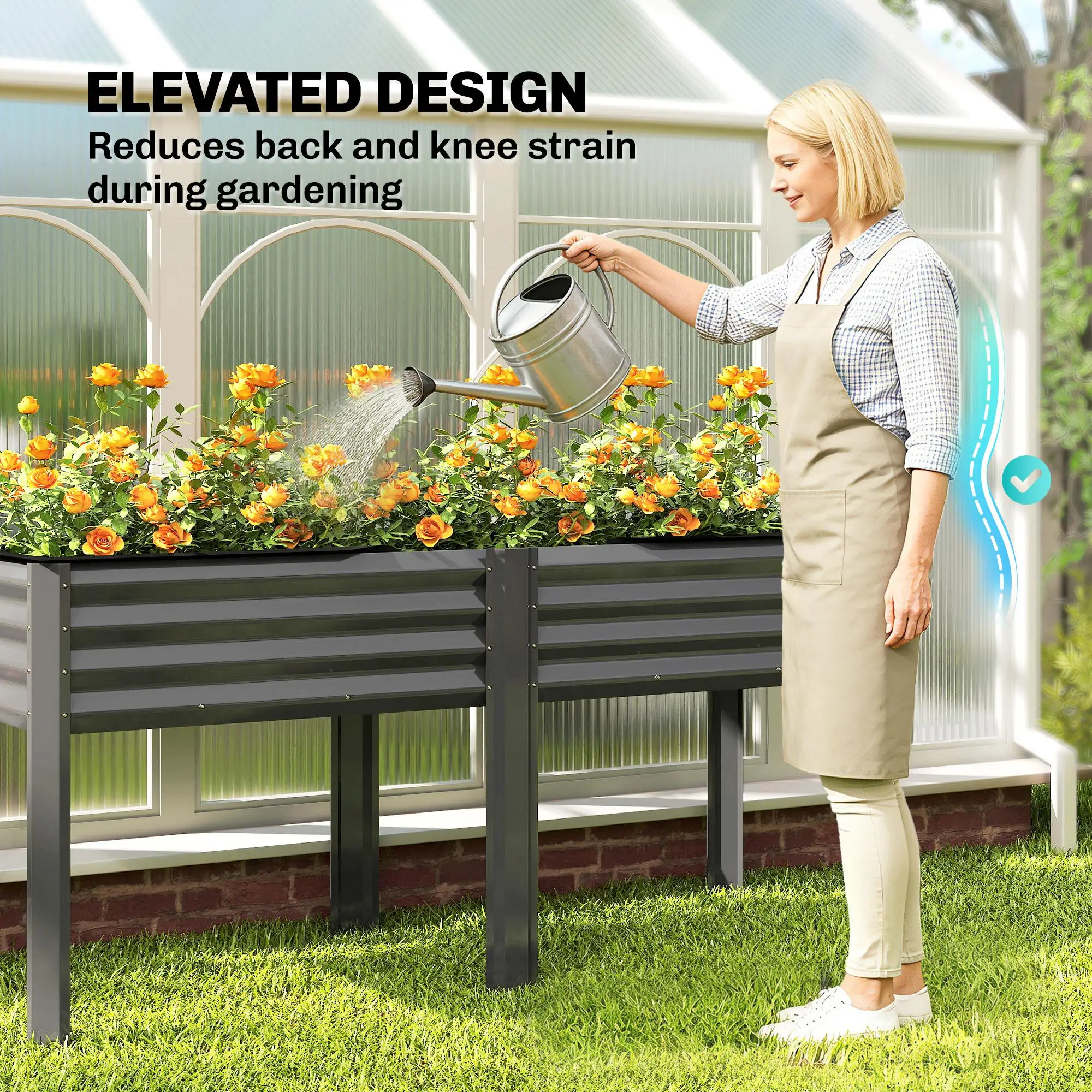 Galvanized Raised Garden Bed With Legs, 71" x 22" x 31.5", Planter Box With Reinforced Bars - Image 7