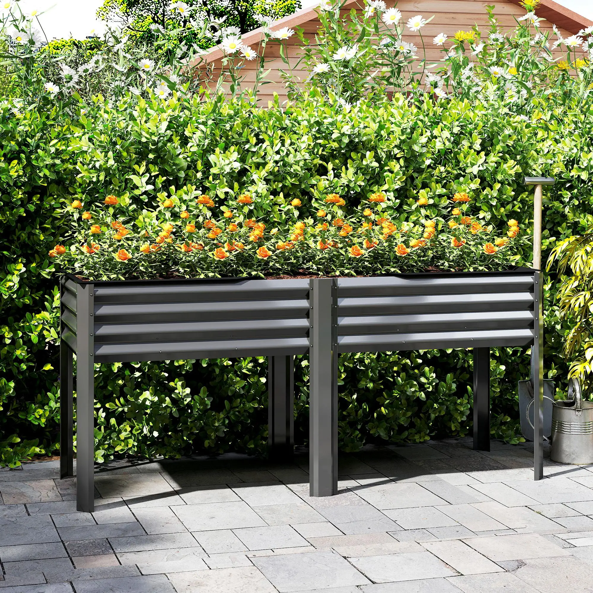 Galvanized Raised Garden Bed With Legs, 71" x 22" x 31.5", Planter Box With Reinforced Bars - Image 8