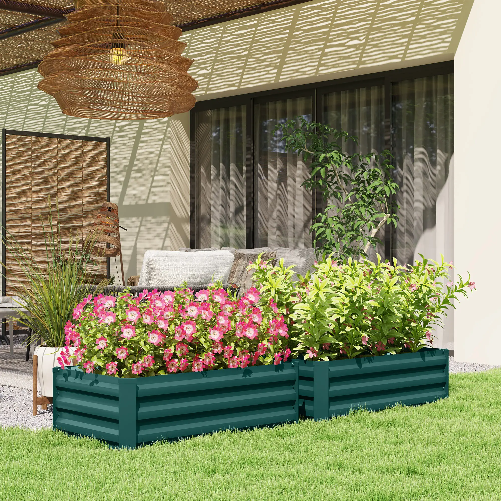 Galvanized Raised Garden Beds, Outdoor Planter Box, Green - Image 2