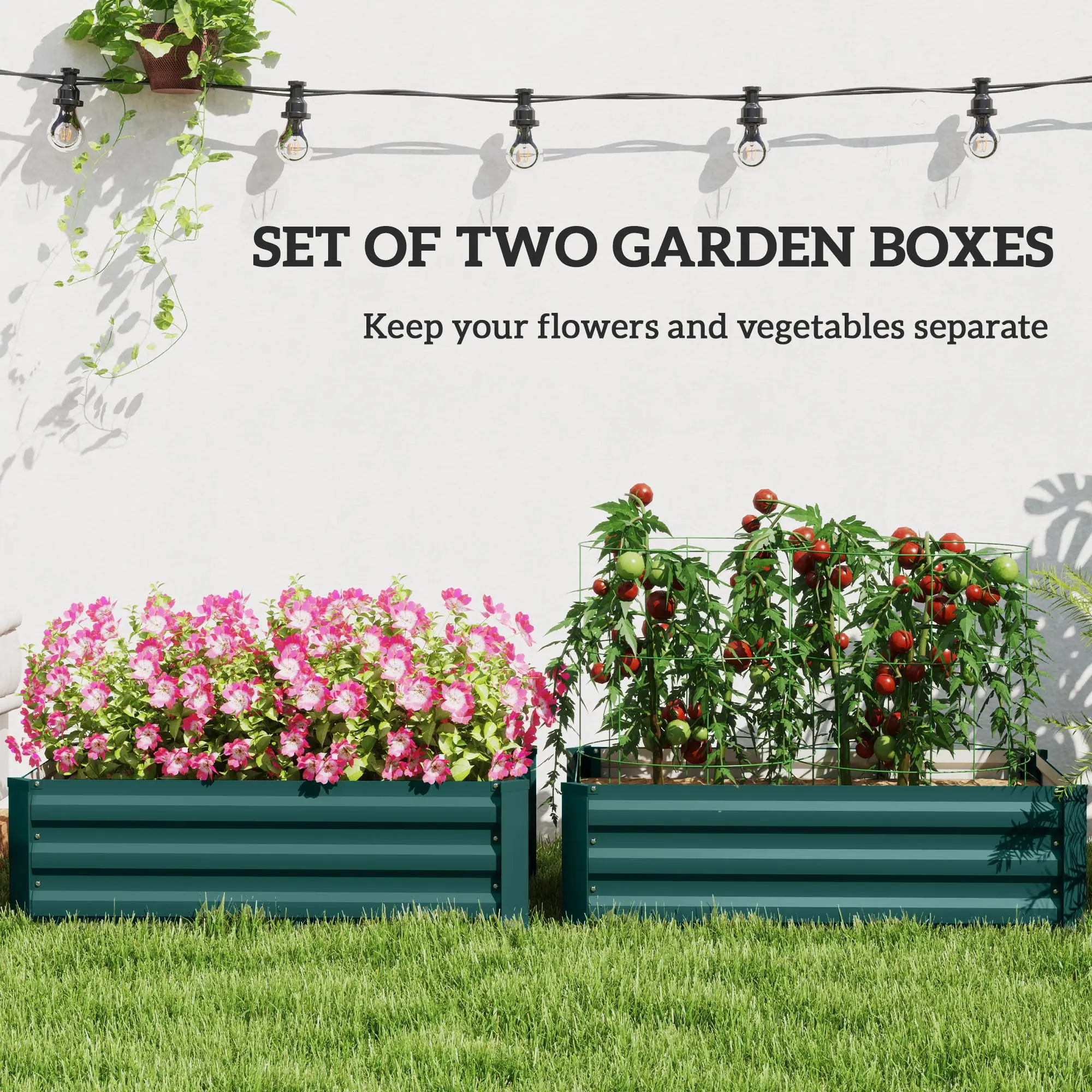 Galvanized Raised Garden Beds, Outdoor Planter Box, Green - Image 4