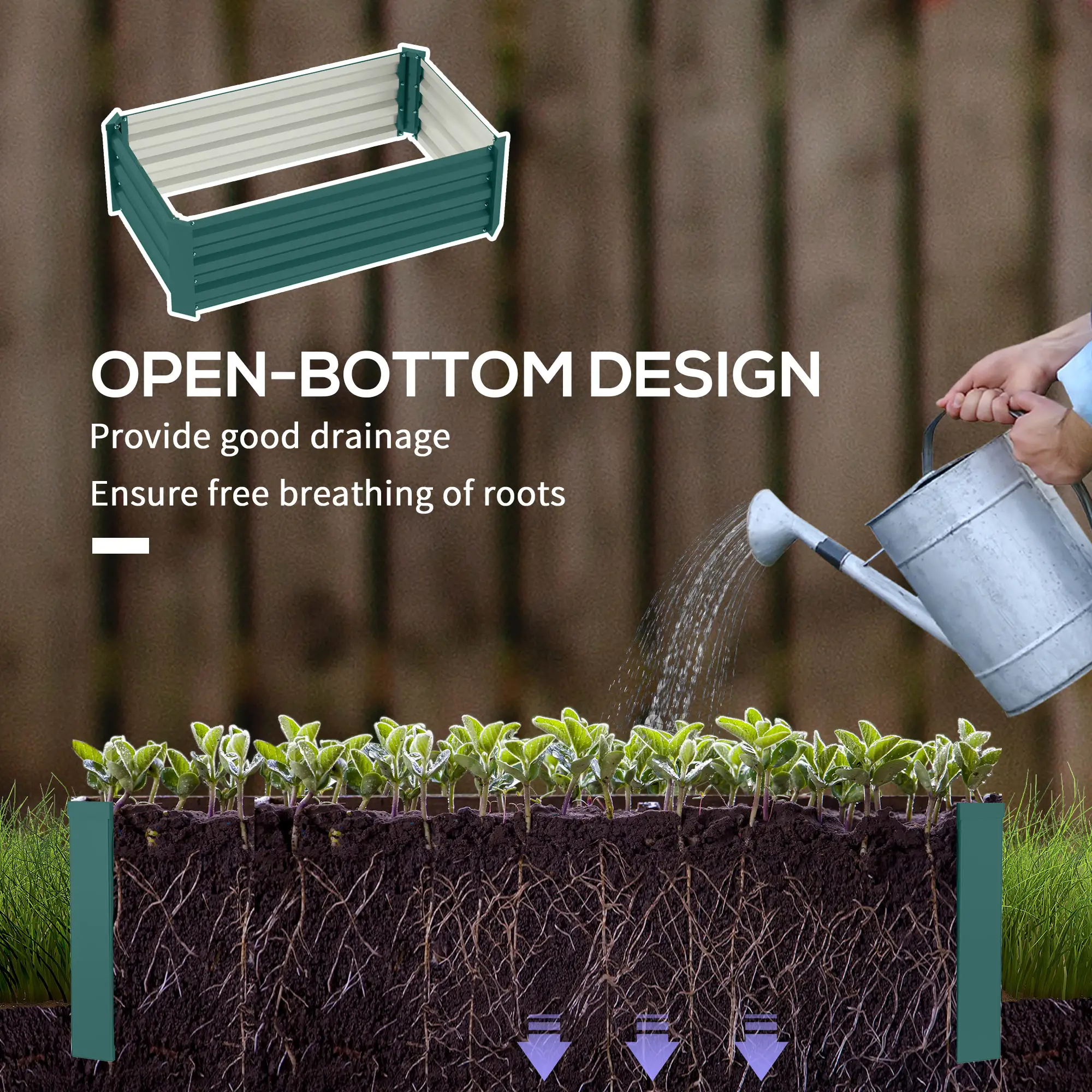 Galvanized Raised Garden Beds, Outdoor Planter Box, Green - Image 5