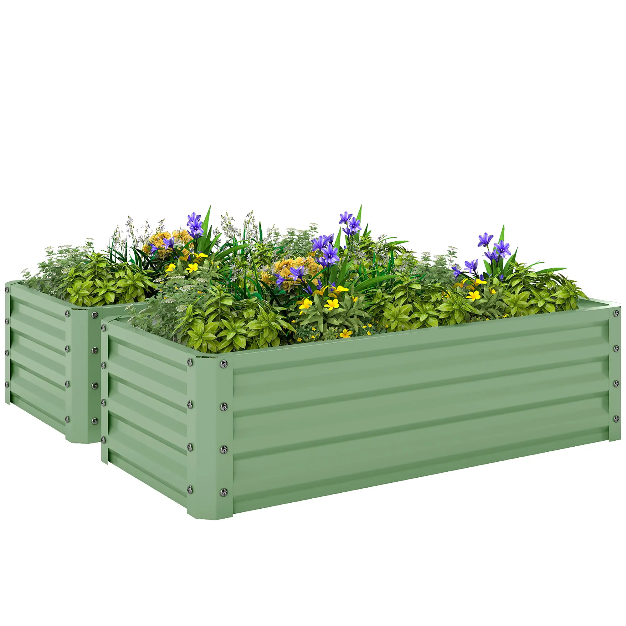 Galvanized Raised Garden Beds, Outdoor Planter Box Set, Light Green - Image 11