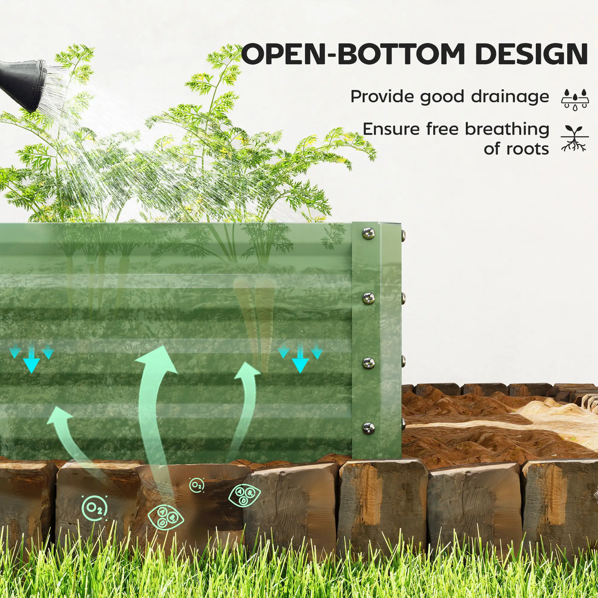 Galvanized Raised Garden Beds, Outdoor Planter Box Set, Light Green - Image 5