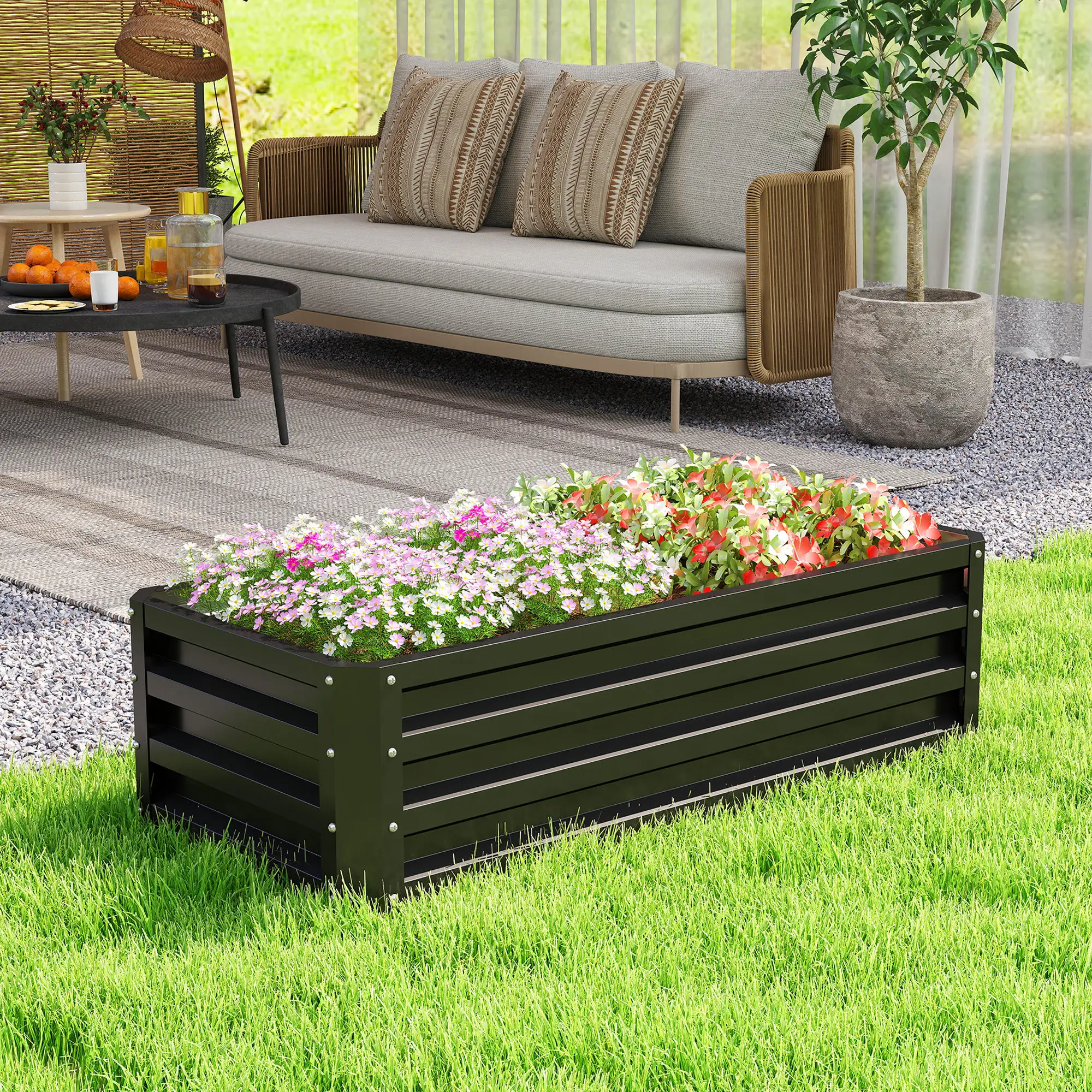Galvanized Raised Garden Beds, Outdoor Planter Box, Set Of 2, Black - Image 10