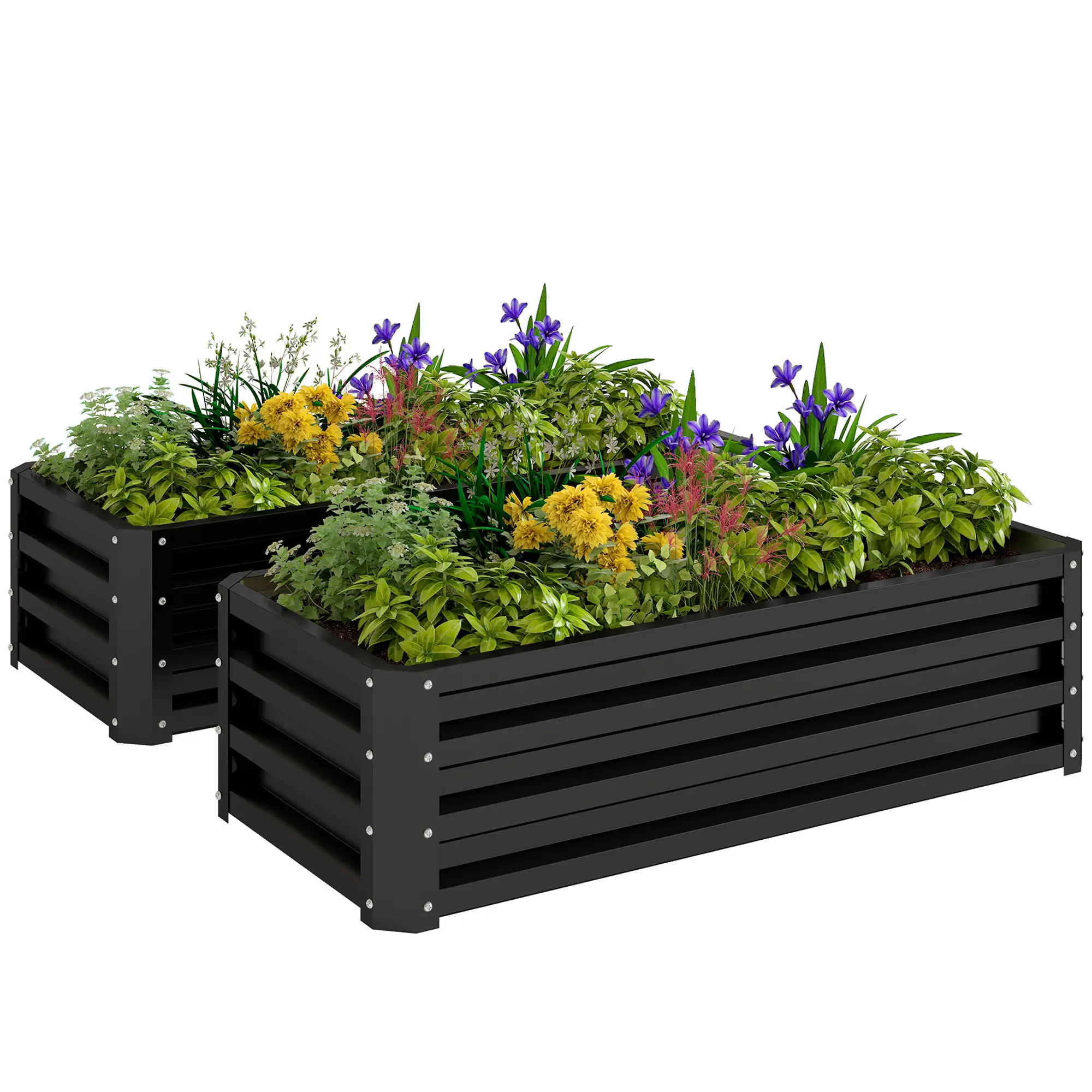 Galvanized Raised Garden Beds, Outdoor Planter Box, Set Of 2, Black - Image 11