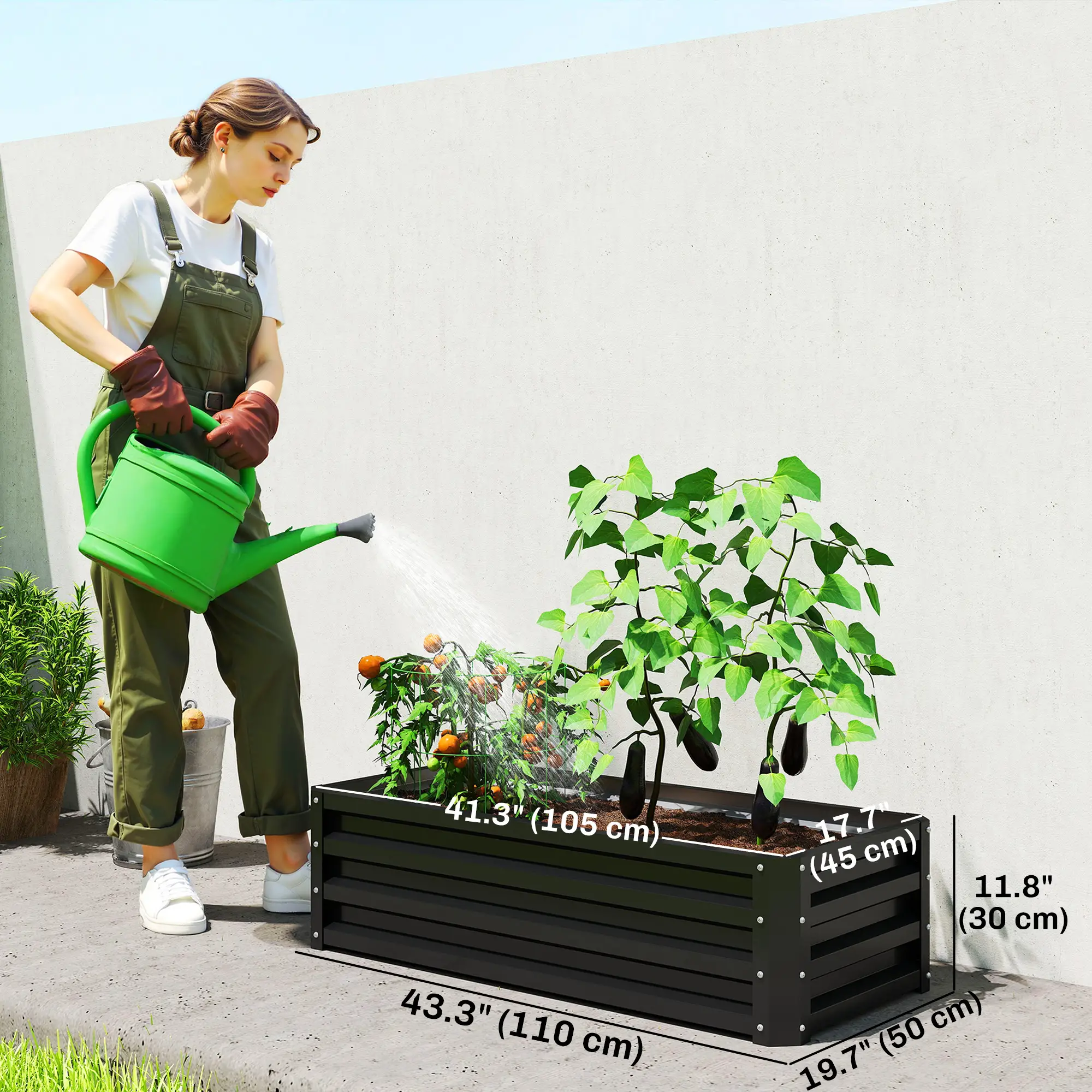 Galvanized Raised Garden Beds, Outdoor Planter Box, Set Of 2, Black - Image 3