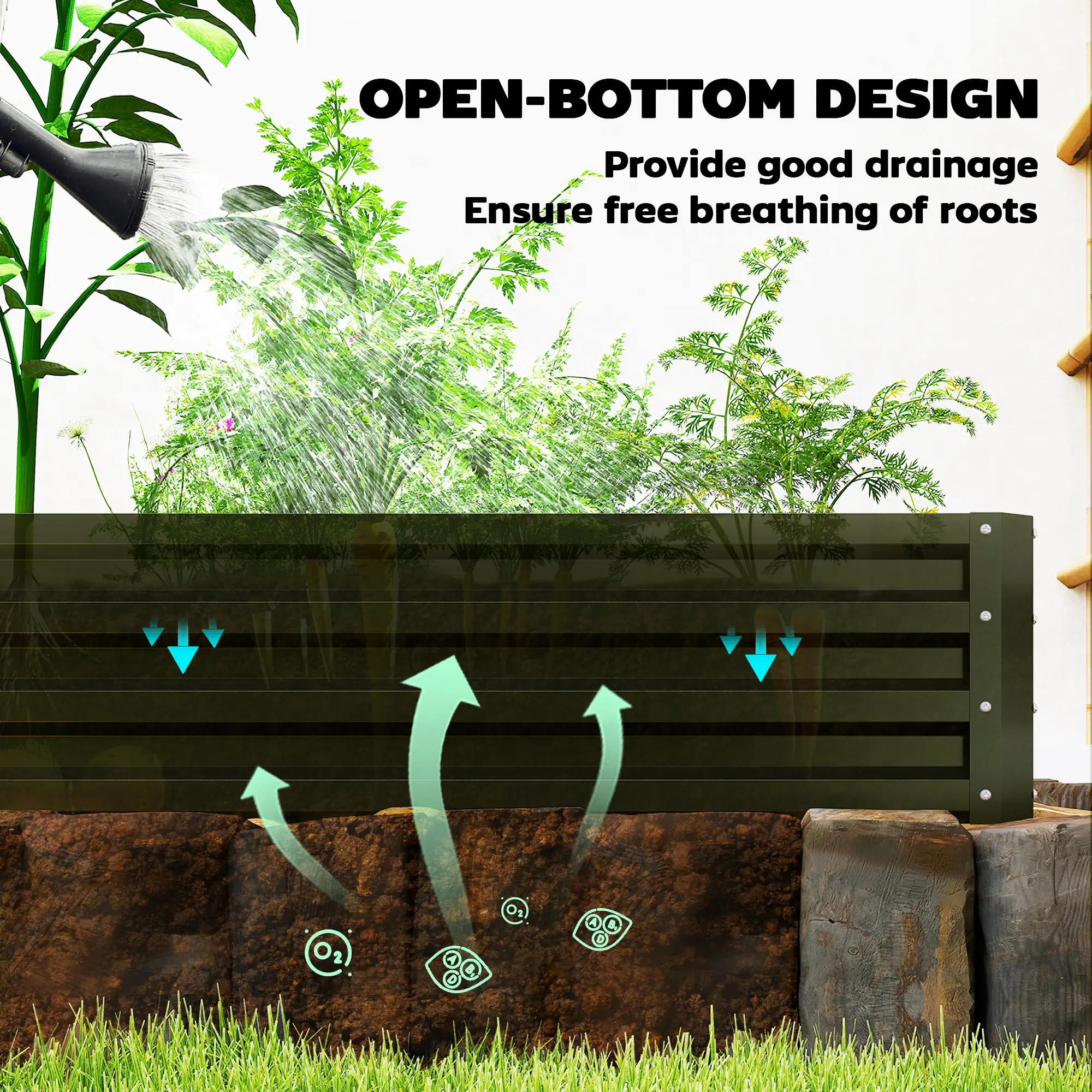 Galvanized Raised Garden Beds, Outdoor Planter Box, Set Of 2, Black - Image 5
