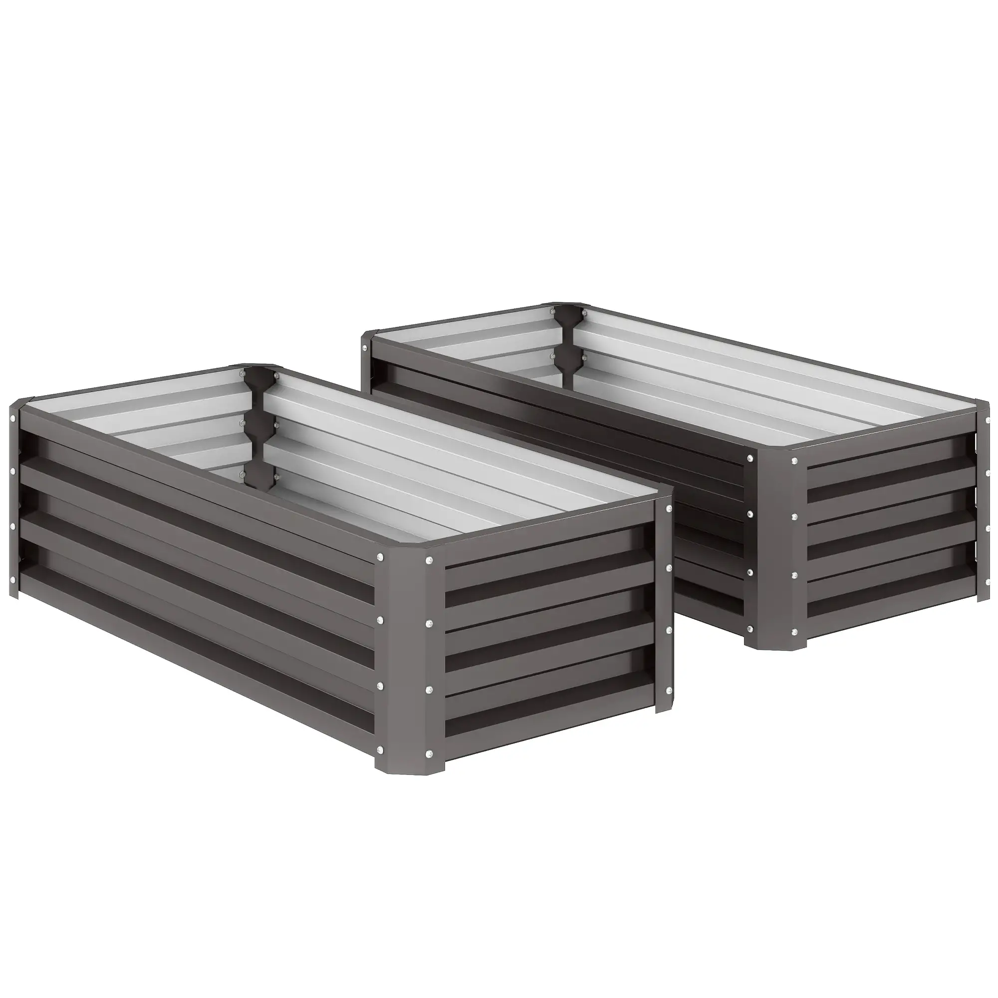 Galvanized Raised Garden Beds, Outdoor Planter Box, Set of 2, Dark Grey - Image 11