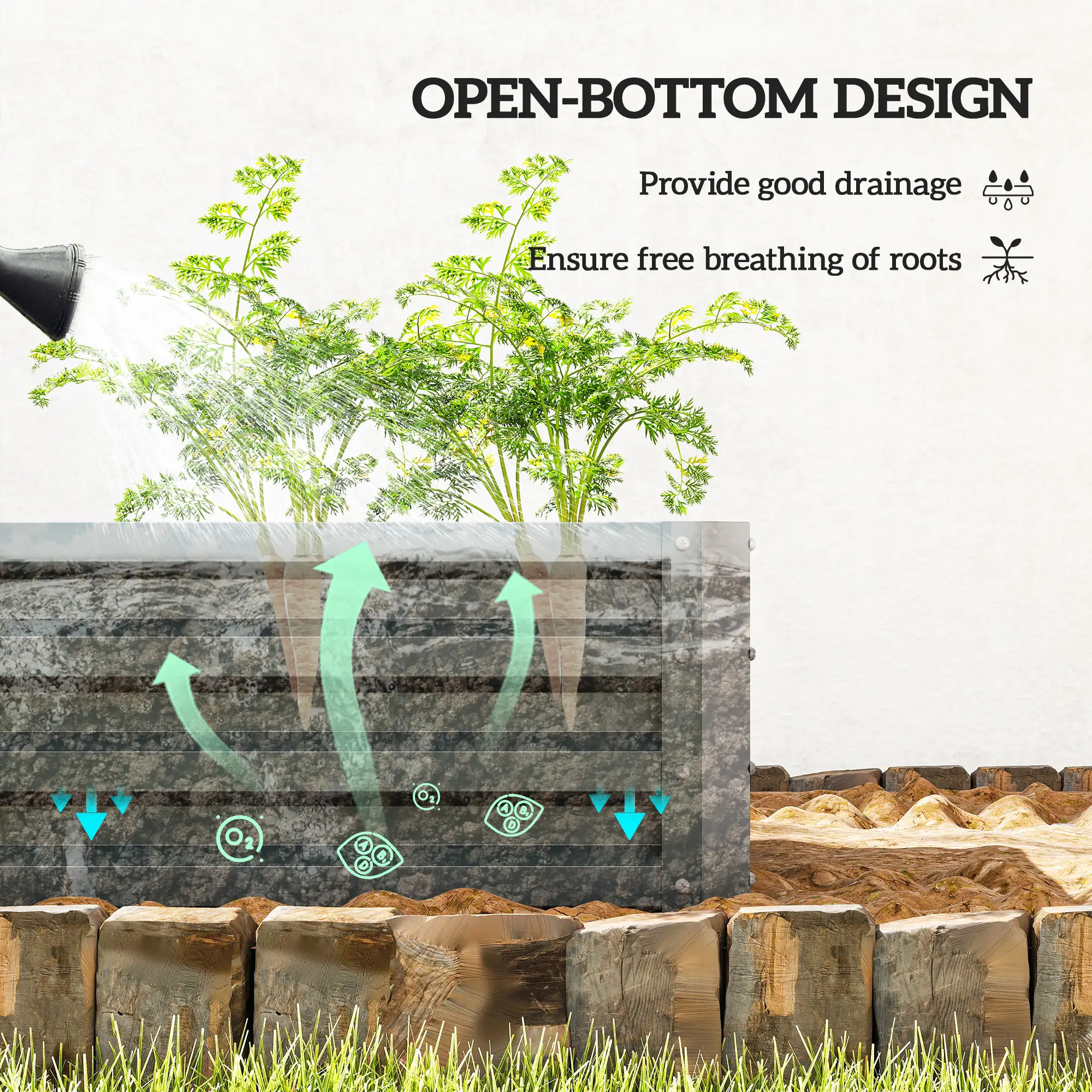 Galvanized Raised Garden Beds, Outdoor Planter Box, Set of 2, Dark Grey - Image 5