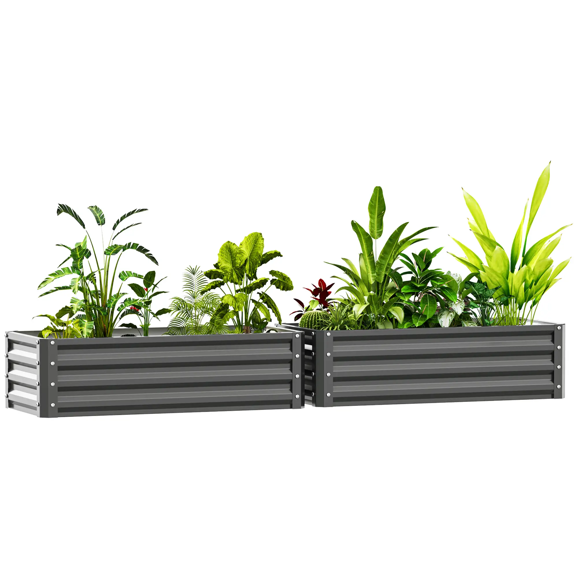 Galvanized Raised Garden Beds, Outdoor Planter Box, Set of 2, Light Grey - Image 11