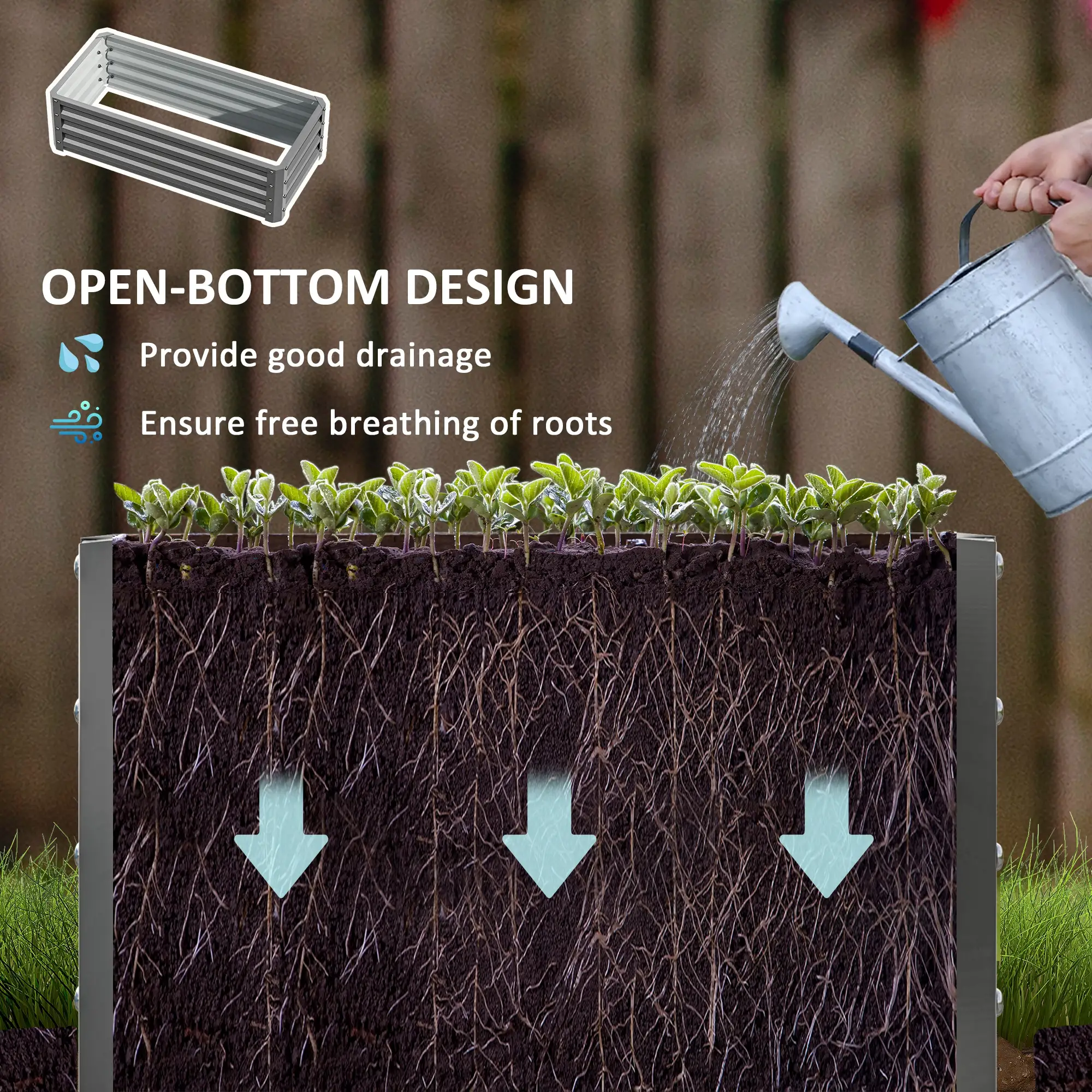 Galvanized Raised Garden Beds, Outdoor Planter Box, Set of 2, Light Grey - Image 5