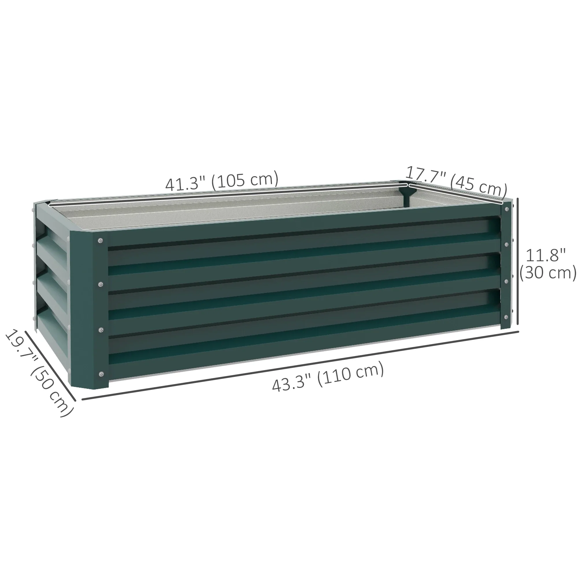 Galvanized Raised Garden Beds, Set of 2, Outdoor Planter Box, Green - Image 3